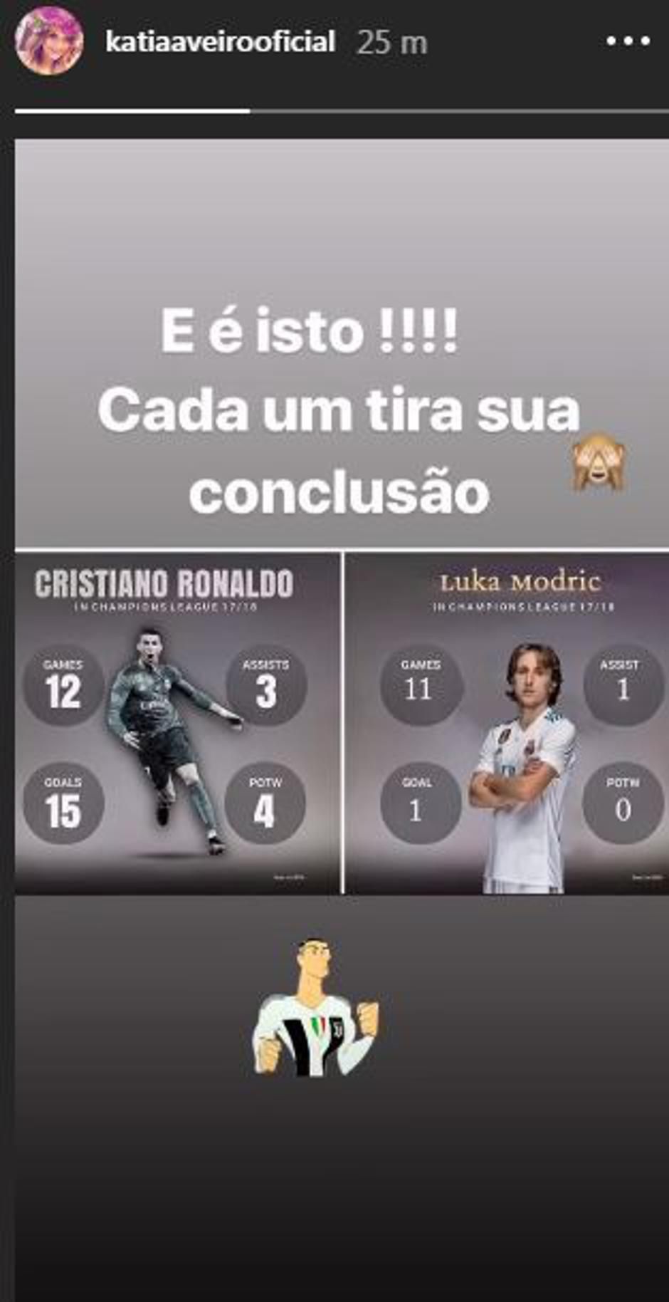 Katia  Aveiro instagram post ronaldo modric