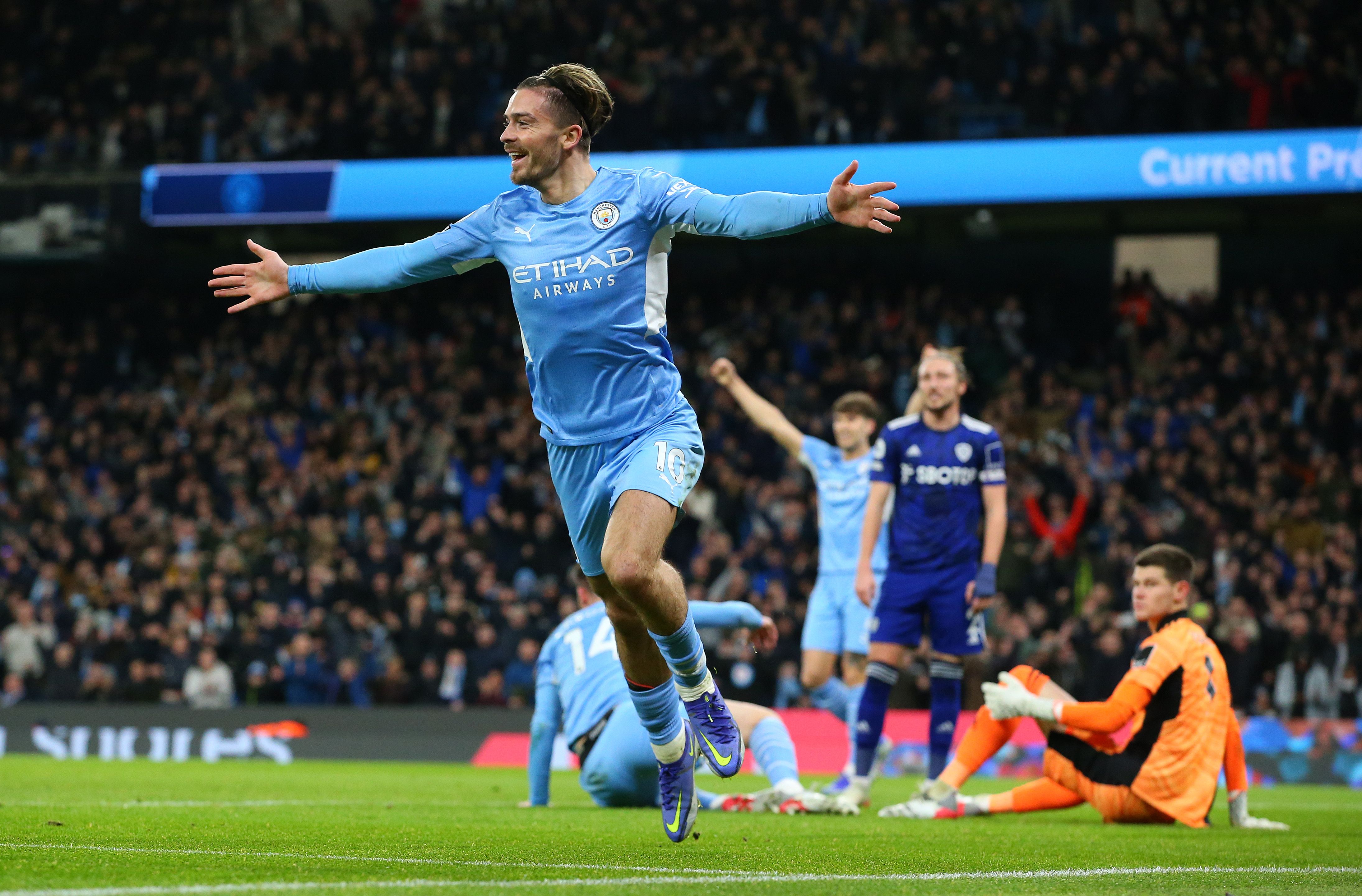 Jack Grealish celebrates Manchester City Leeds United