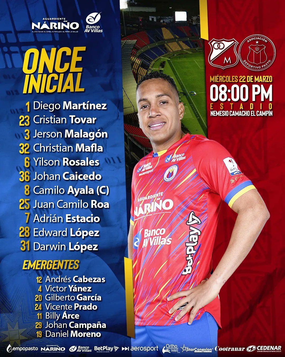 Nómina Pasto Fecha 1 Liga BetPlay 2023