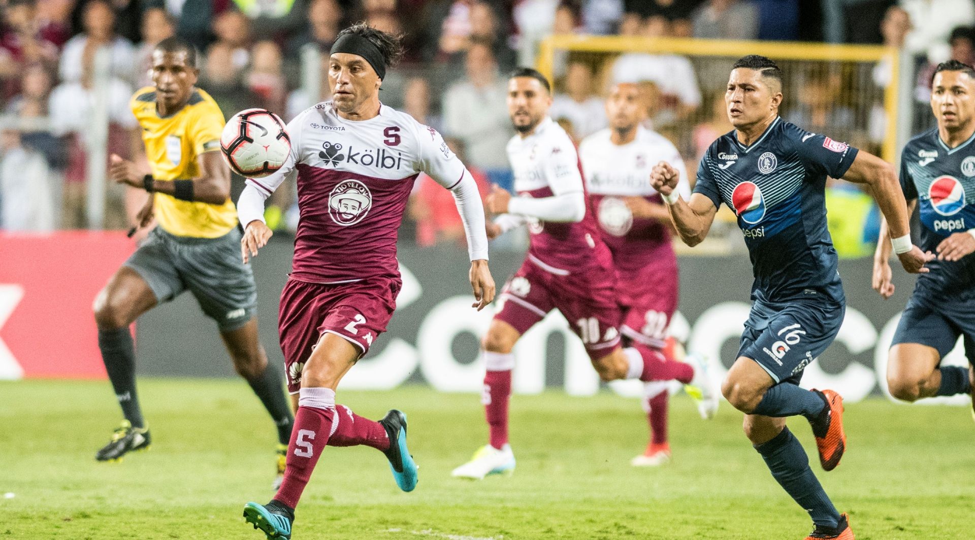Christian Bolaños and Hector Castellanos Saprissa v Motagua Liga Concacaf