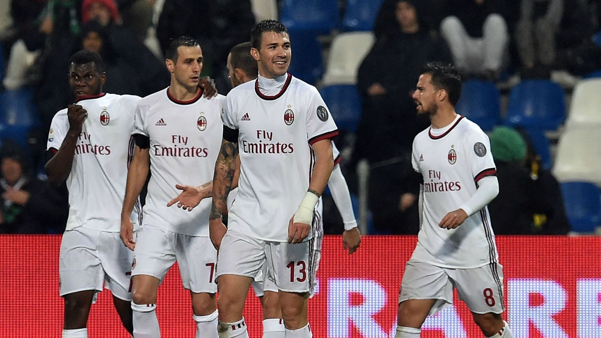 Milan celebrating Sassuolo Milan Serie A