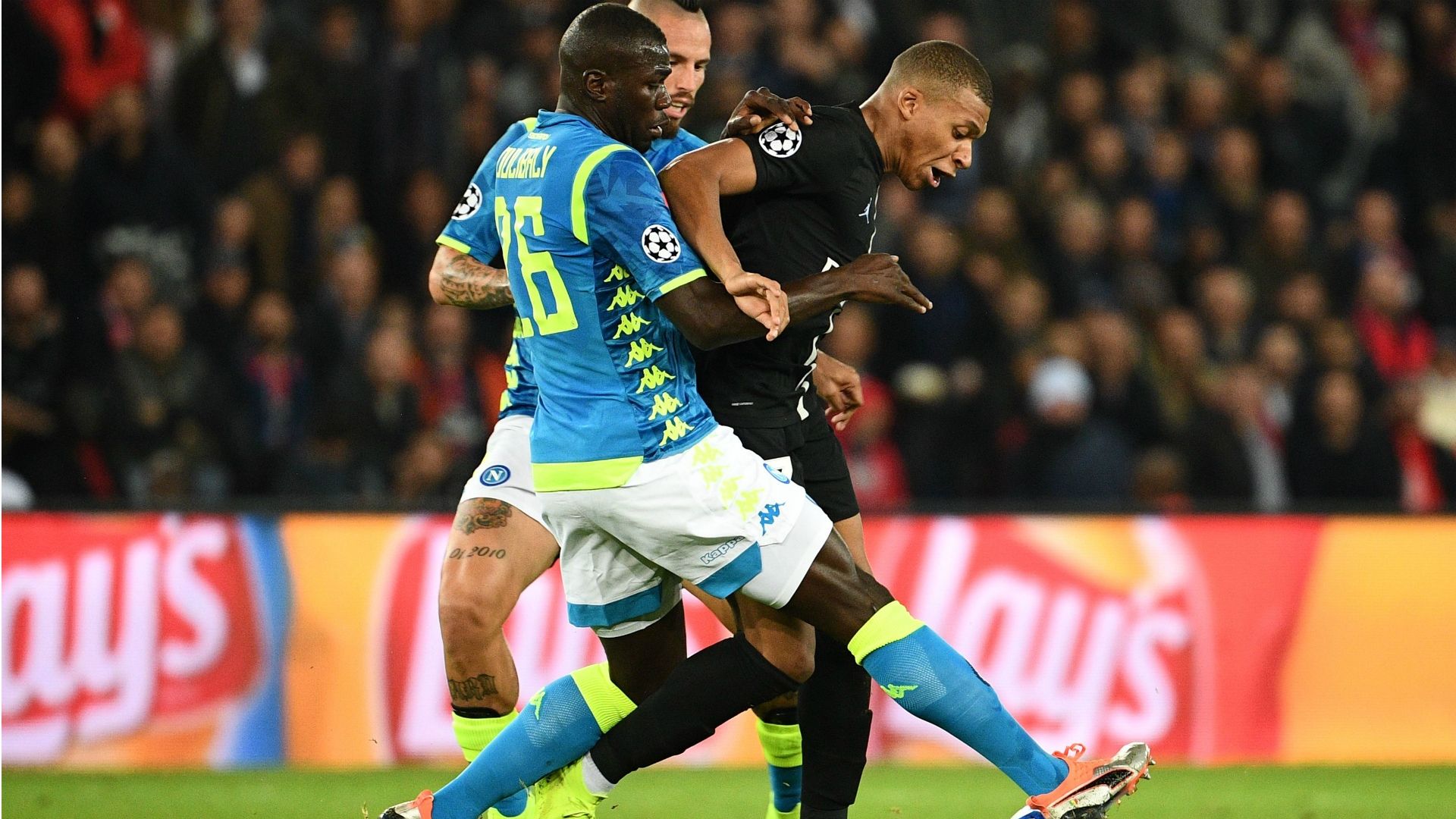 Kalidou Koulibaly Kylian Mbappe Napoli PSG Champions league