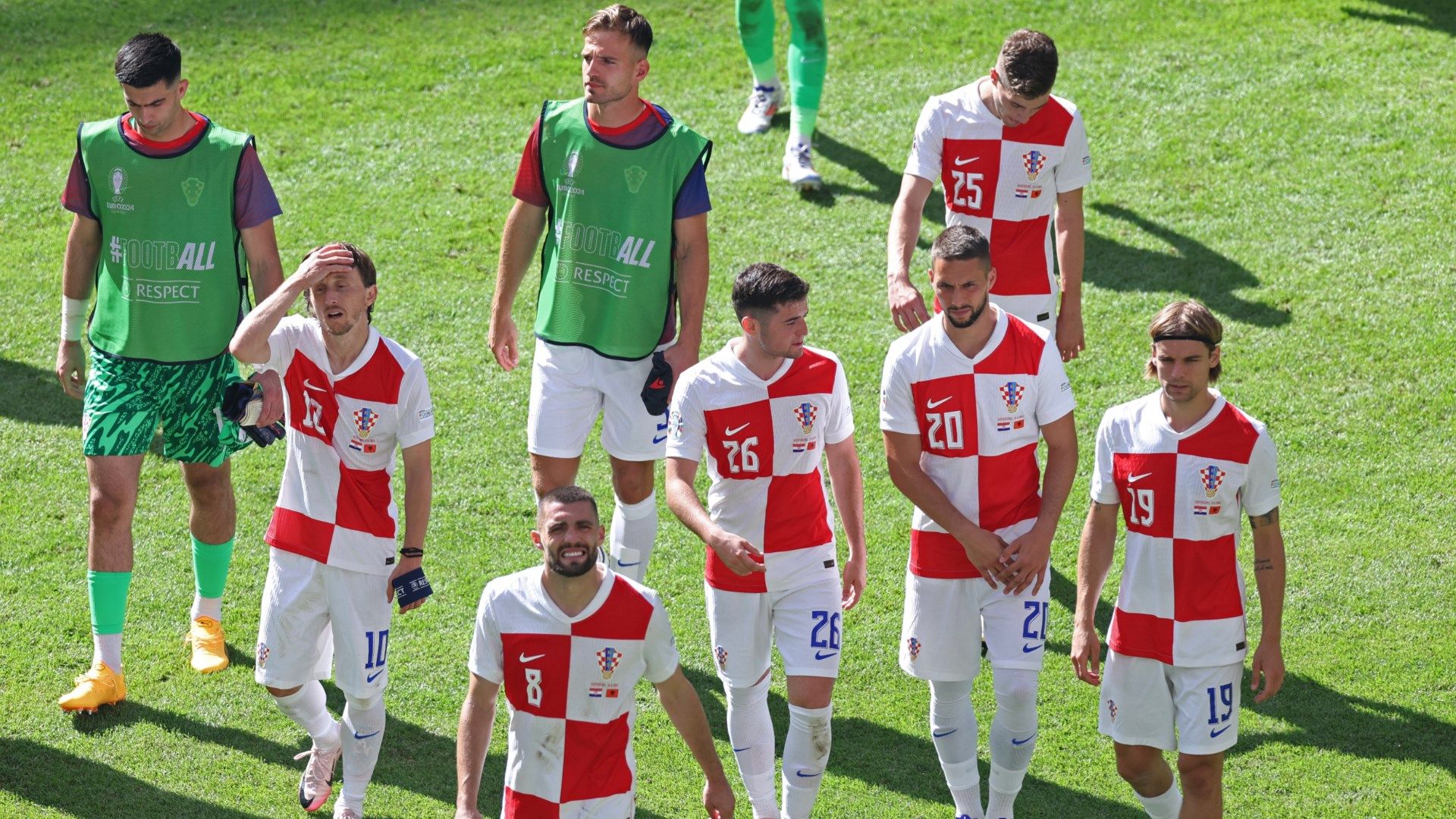Croatia looking dejected after drawing with Albania at Euro 2024