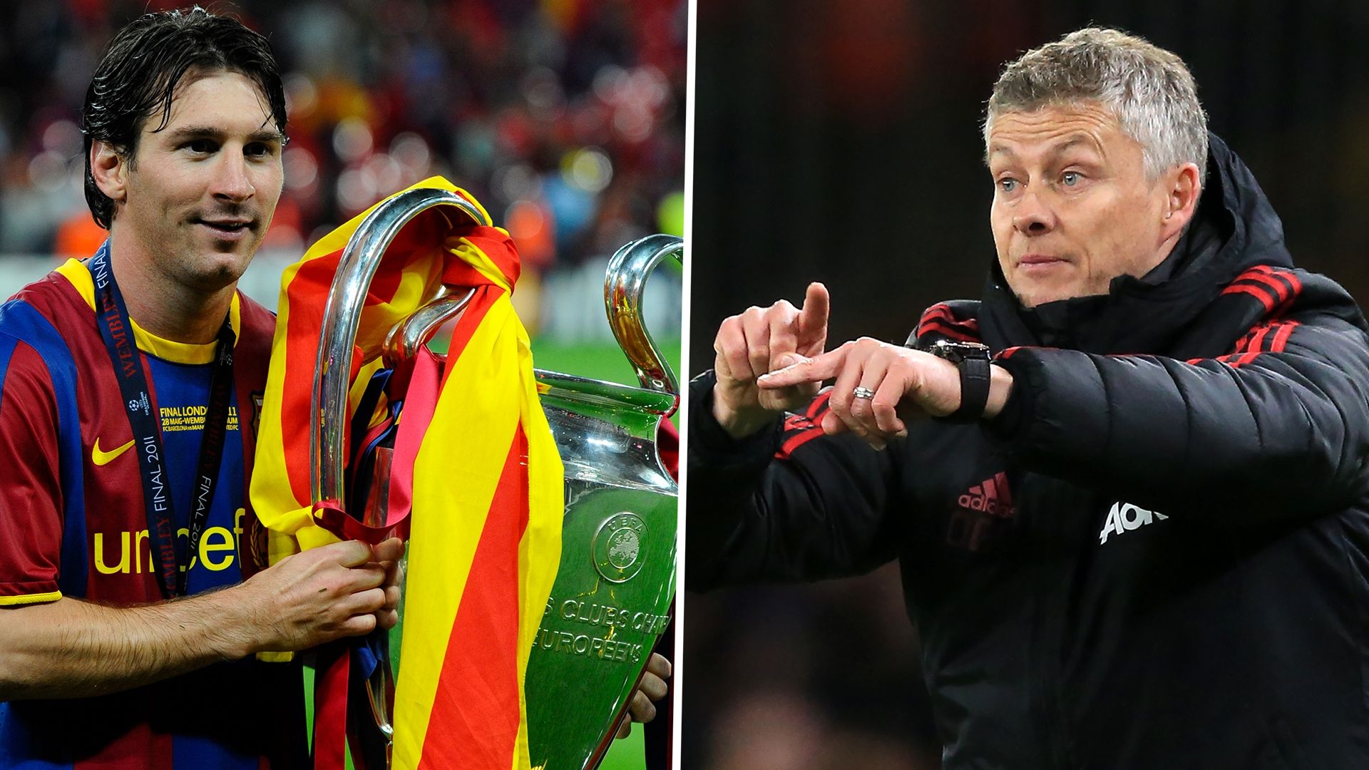 Lionel Messi Ole Gunnar Solskjaer Barcelona Man Utd