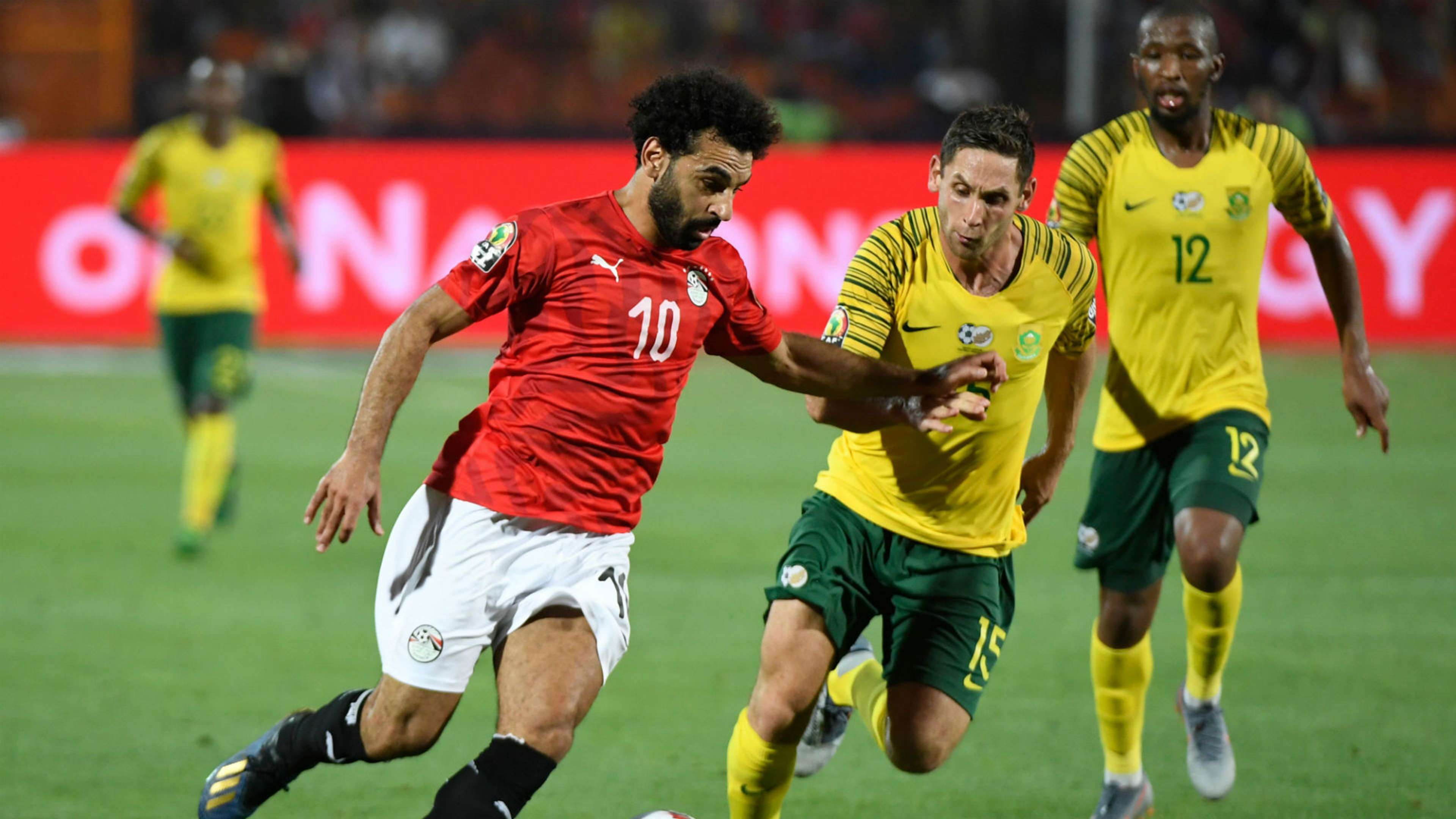 Egypt v South Africa Mohamed Salah, Dean Furman and Kamohelo Mokotjo - July 2019
