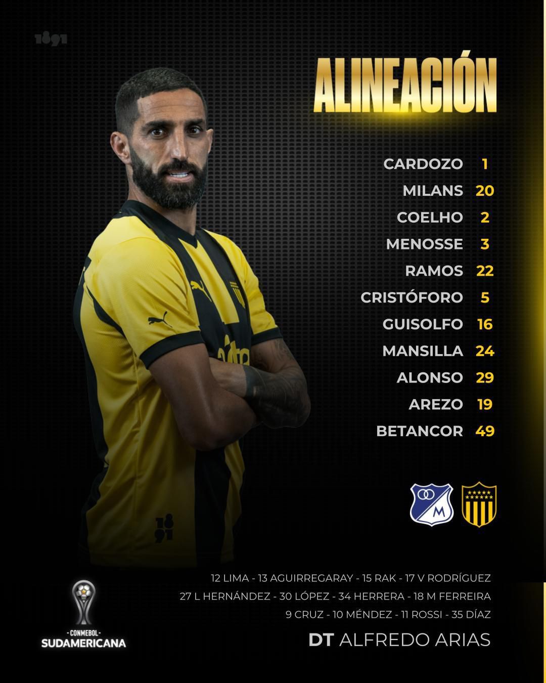 Nómina Peñarol Fecha 4 Copa Sudamericana 2023