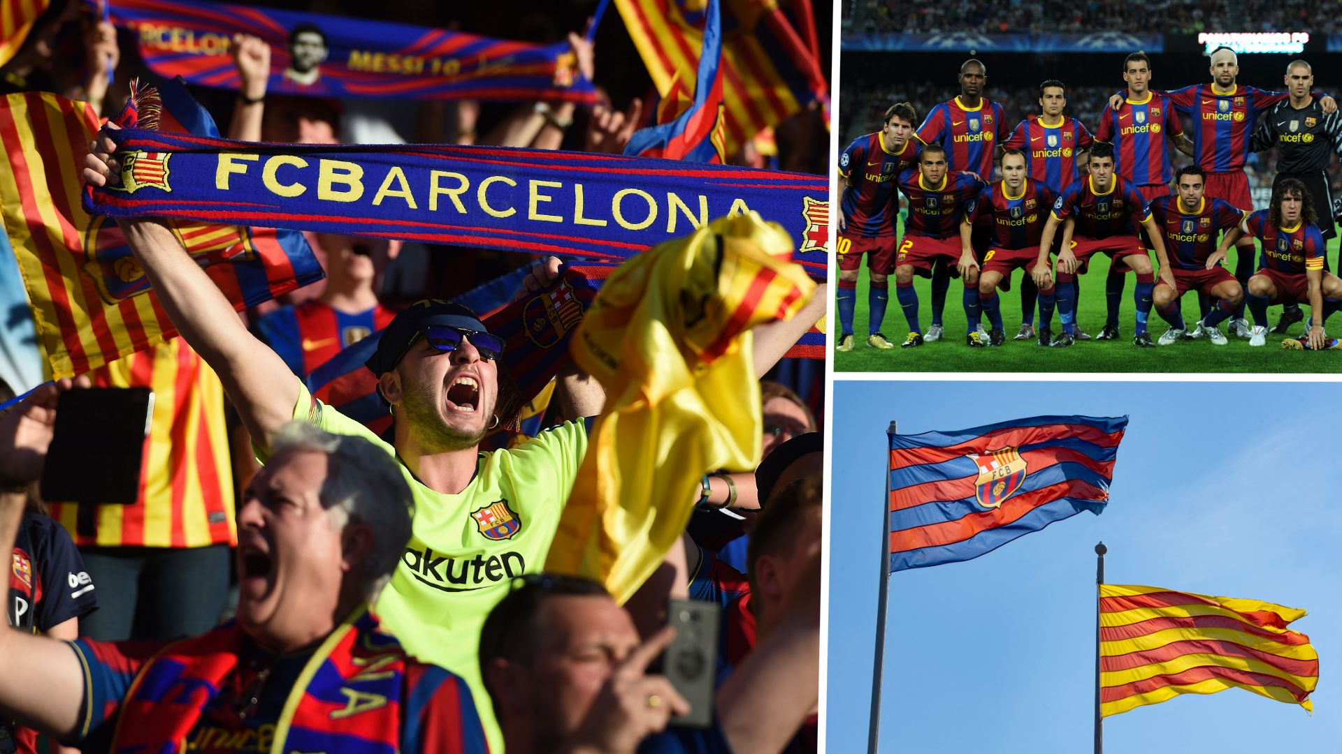 Culé Barcelona. Aficionados bandera