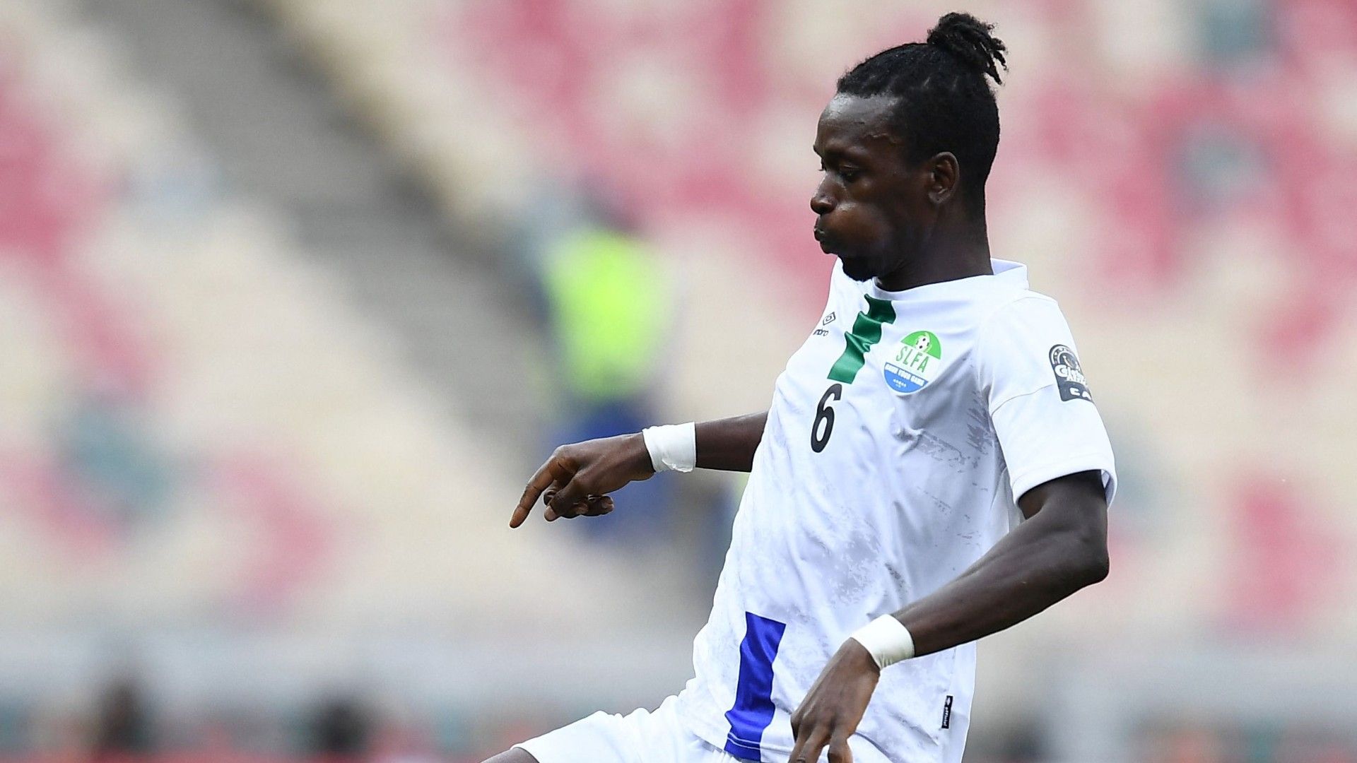 Sierra Leone's midfielder John Kamara controls the ball  
