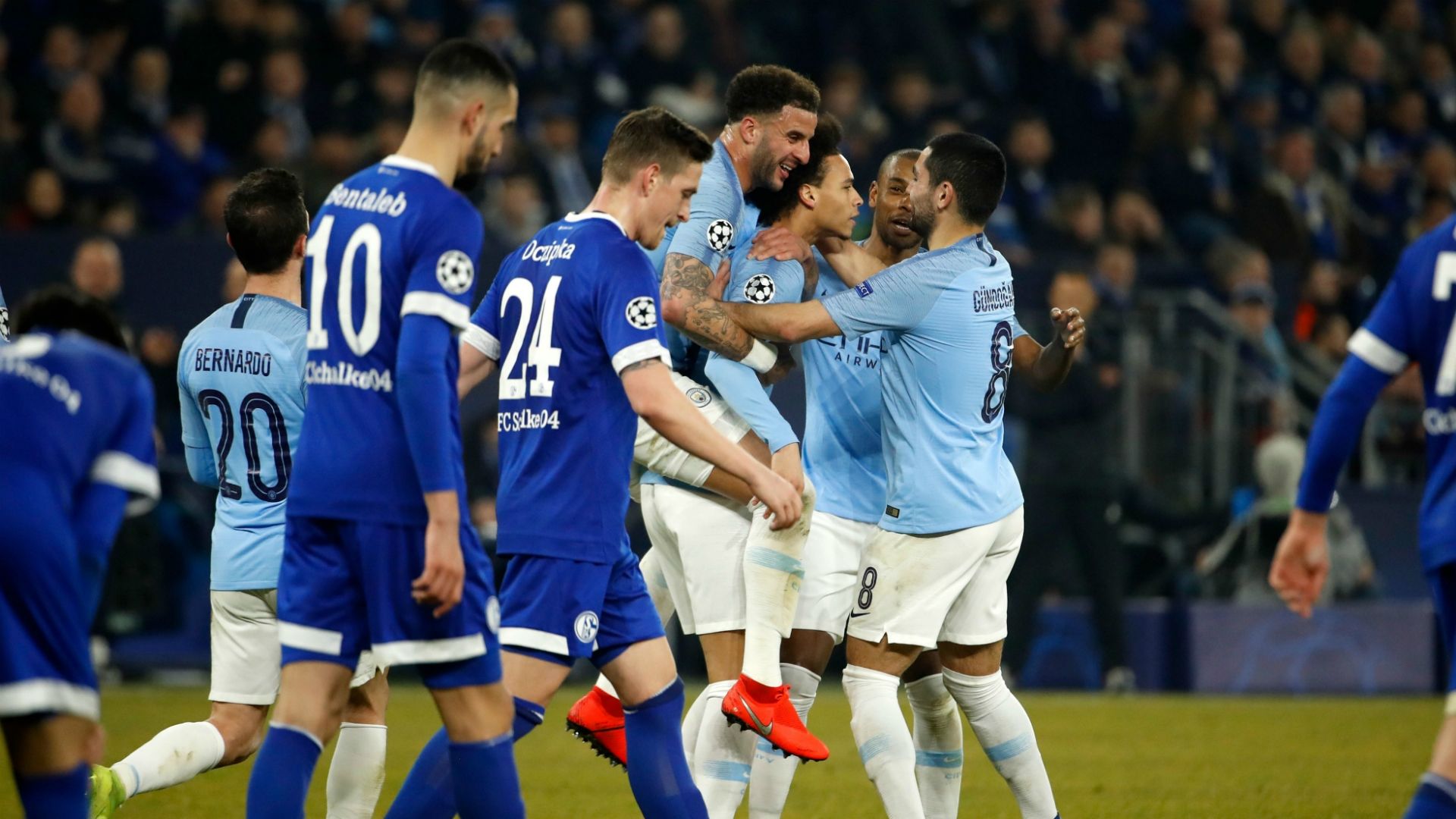 Manchester City celebrating Schalke 04 Manchester City Champions League