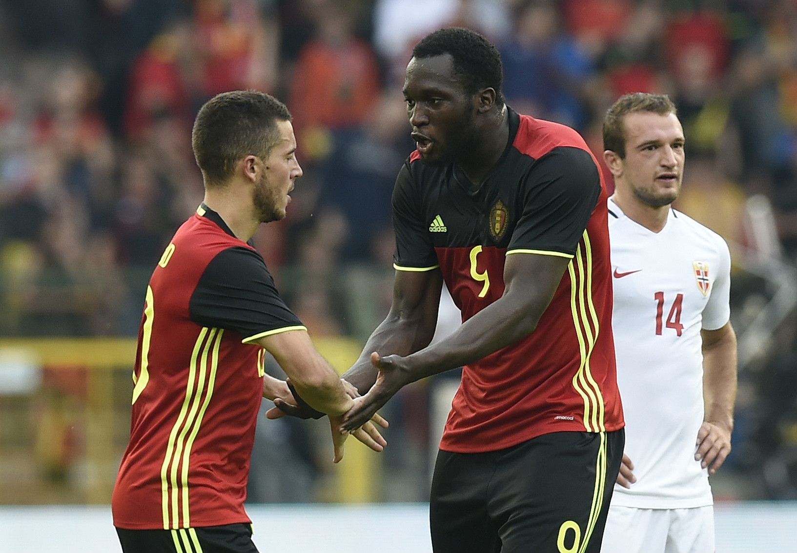 Eden Hazard Romelu Lukaku Belgium Norway 05062016