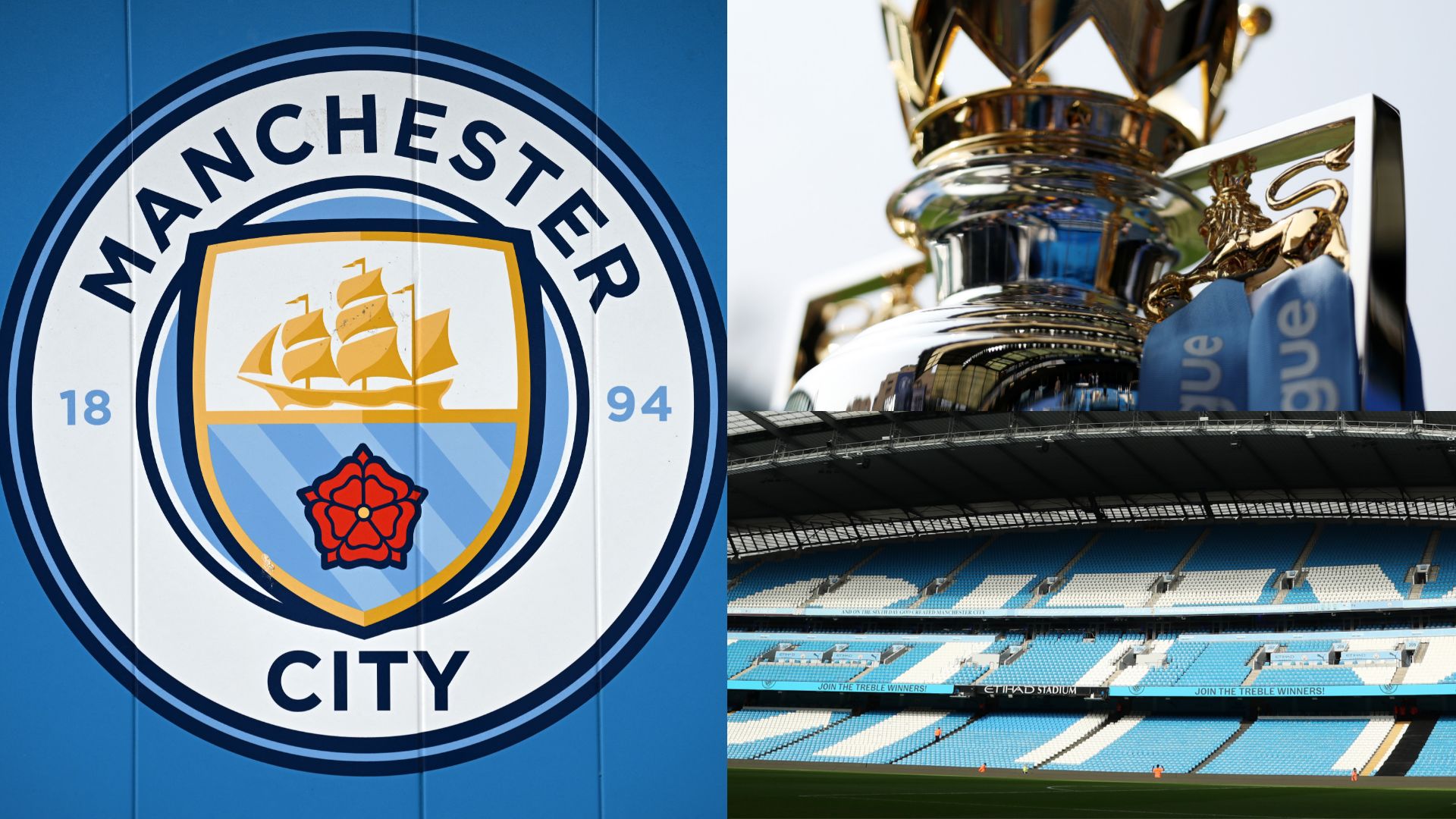 Manchester City Premier League trophy Etihad Stadium