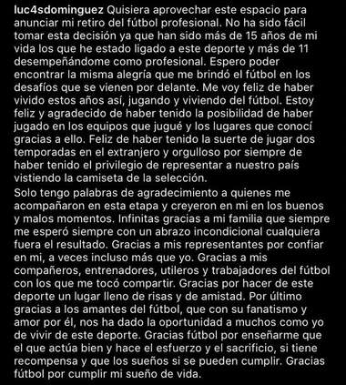 Lucas Domínguez retiro