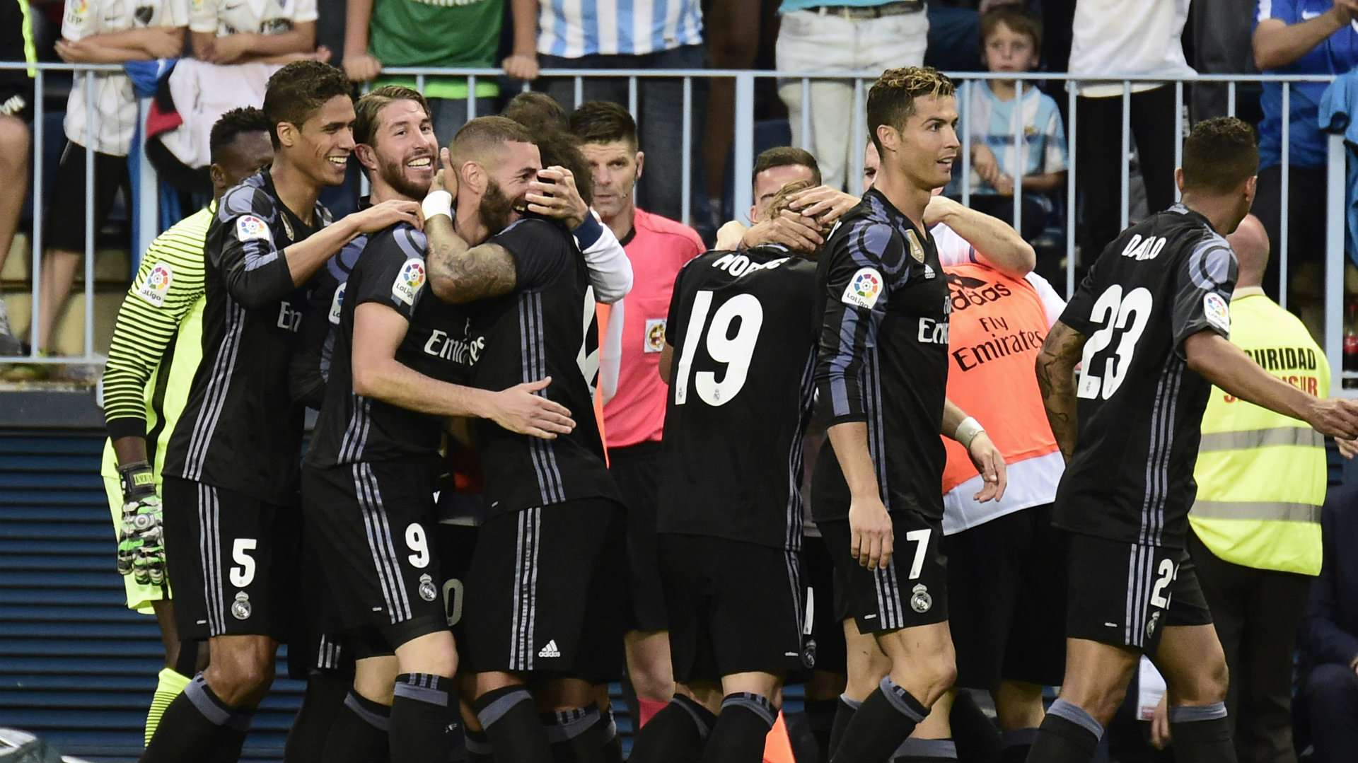 Real Madrid celebrate Malaga