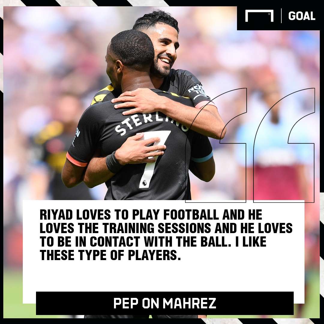 Riyad Mahrez Pep Guardiola Man City PS