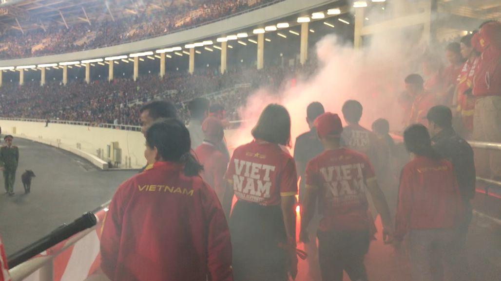 Flares on My Dinh Stadium Vietnam U23