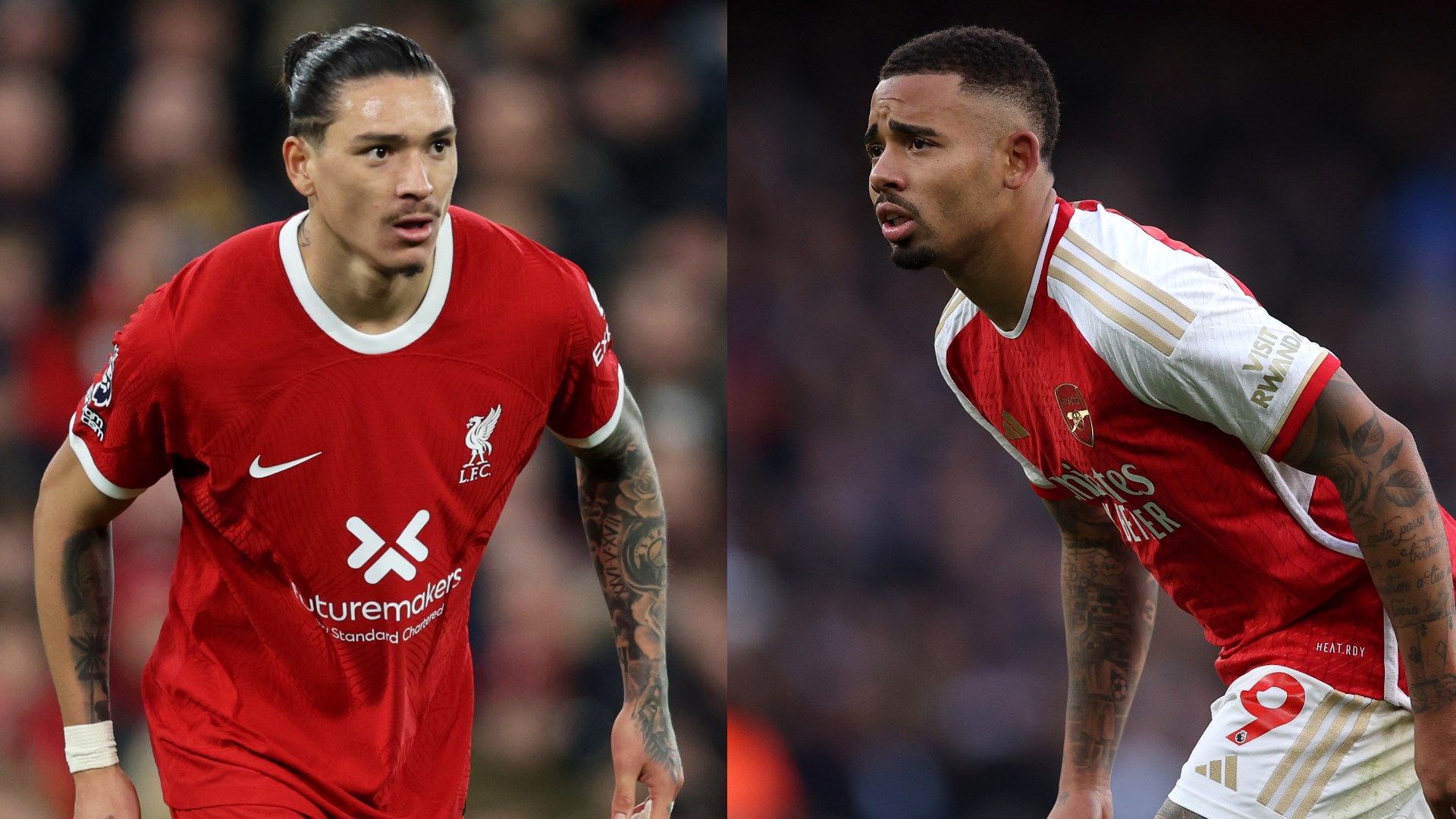 Darwin Nunez Gabriel Jesus Liverpool Arsenal 2023-24 GFX