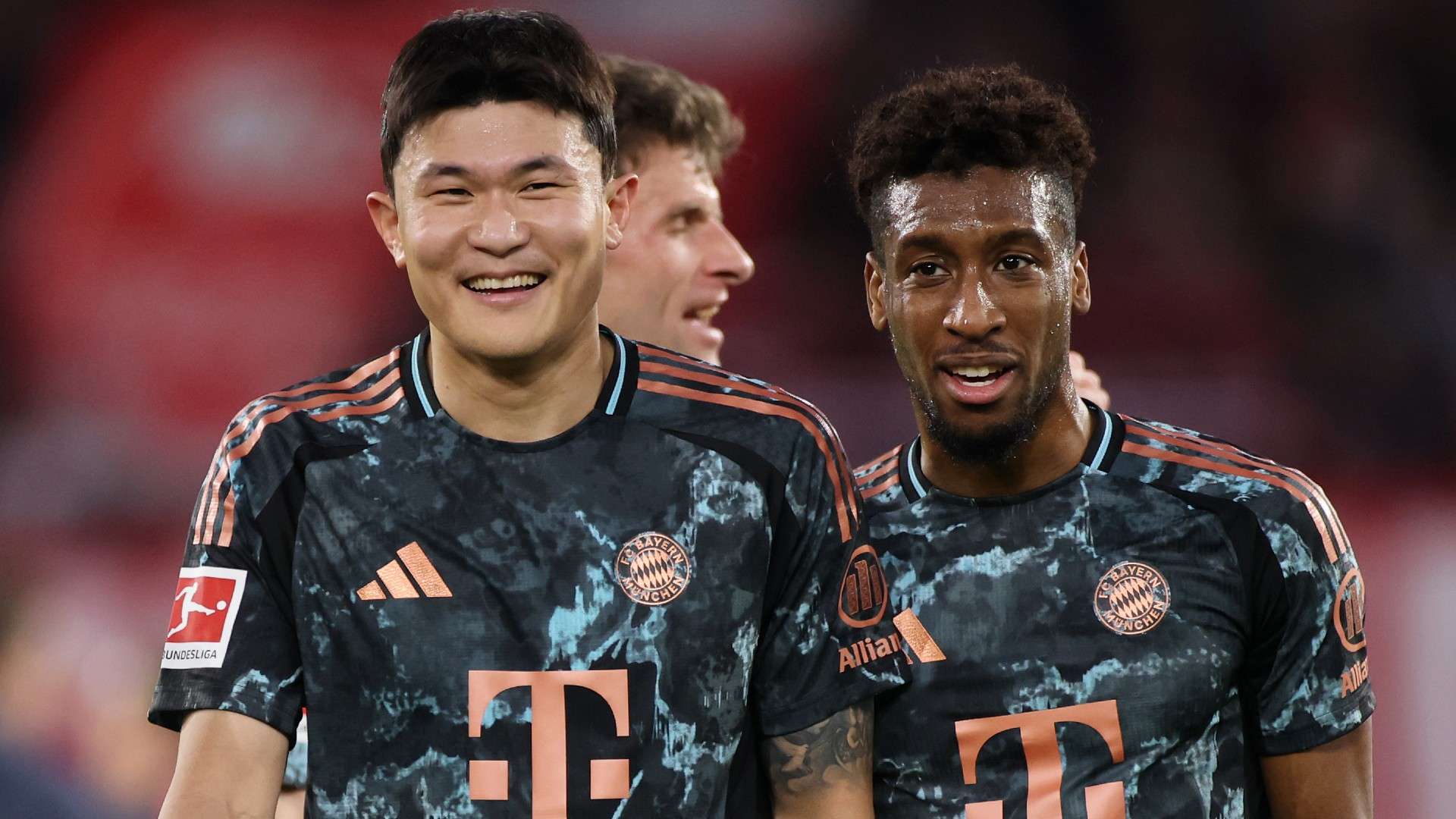 Kim Min-Jae and Kingsley Coman of Bayern Munich celebrate