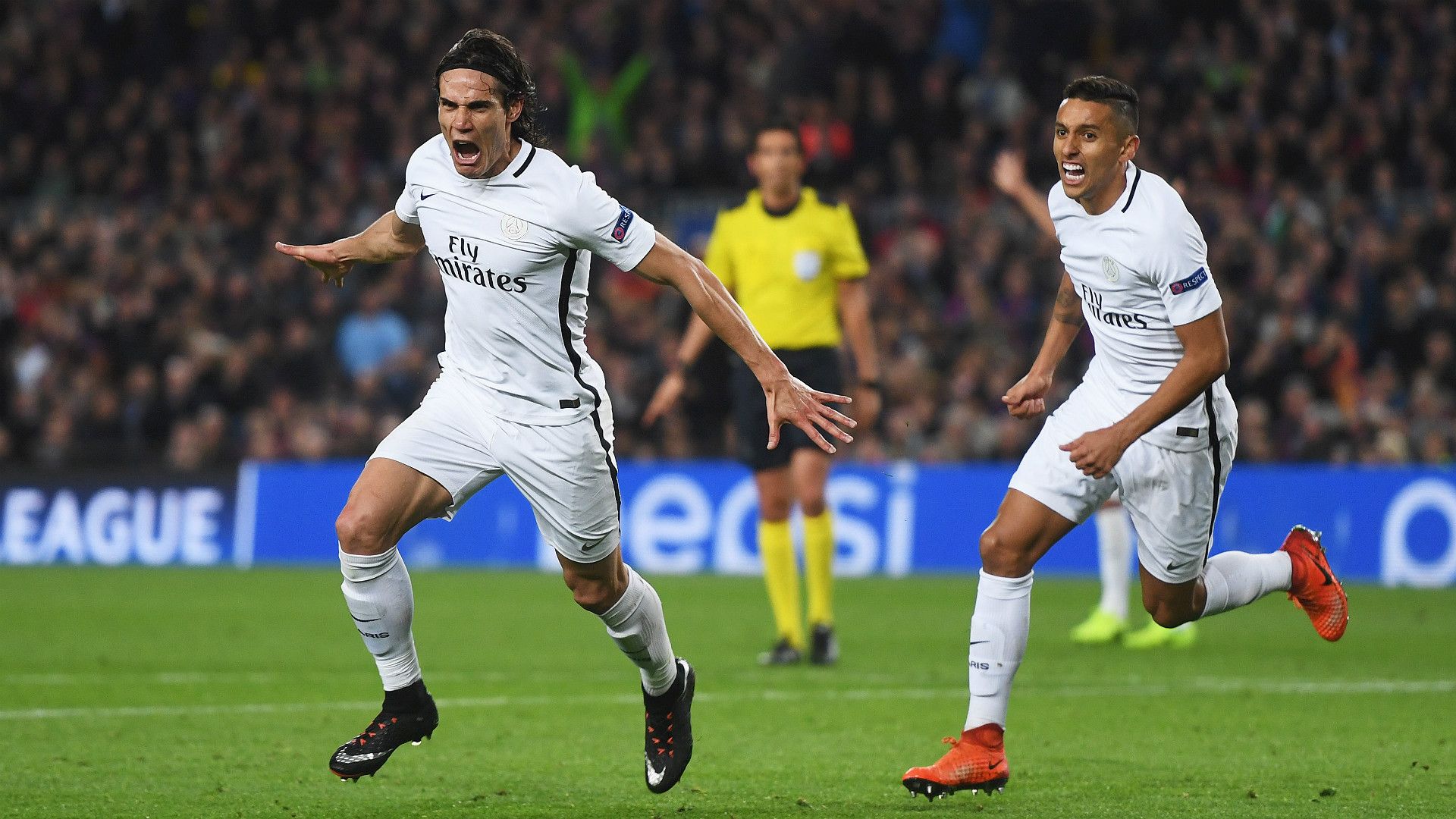 Edinson Cavani Marquinhos Barcelona PSG UEFA Champions League 08032016