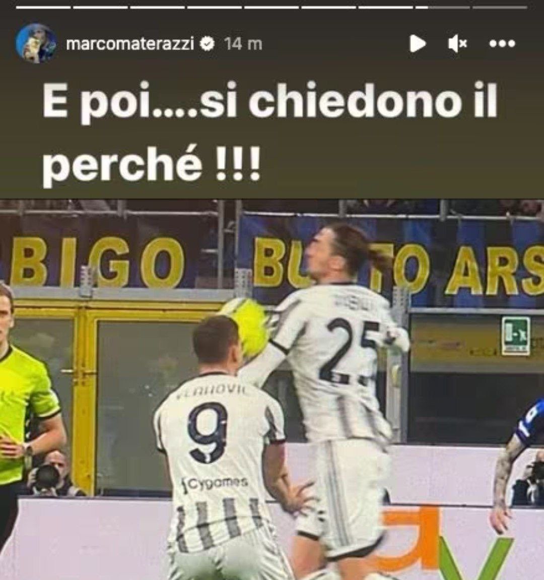 Marco Materazzi post Instagram