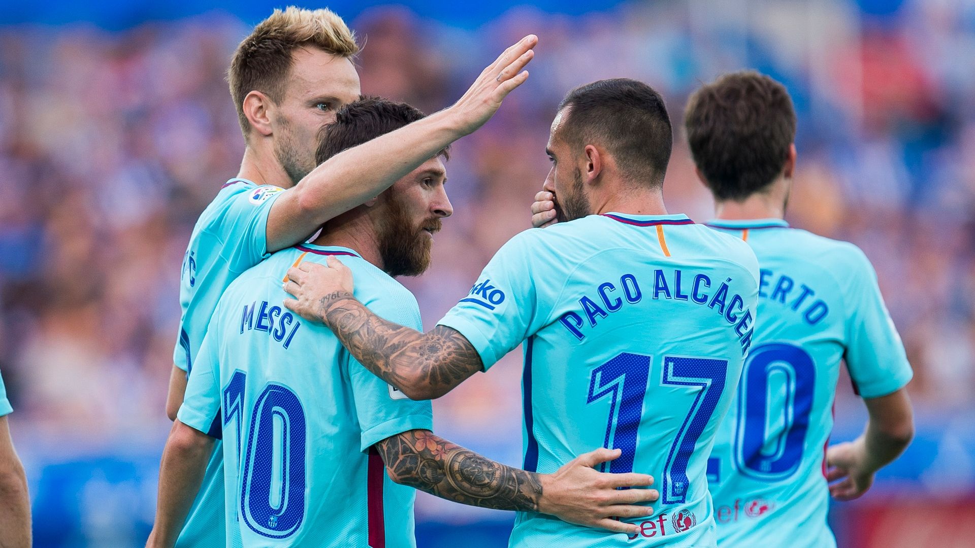 Messi Rakitic Alcacer Barcelona Alaves 082617