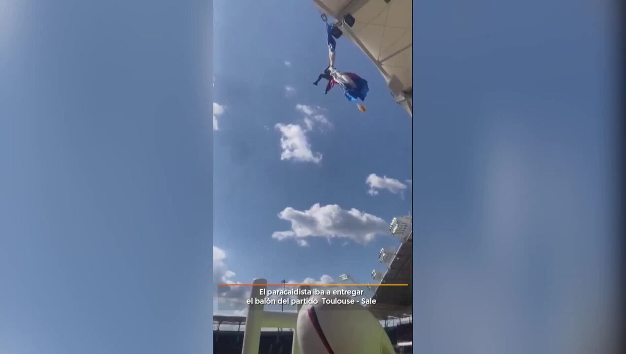 Paraquedista fica preso na cobertura de estádio em Toulouse