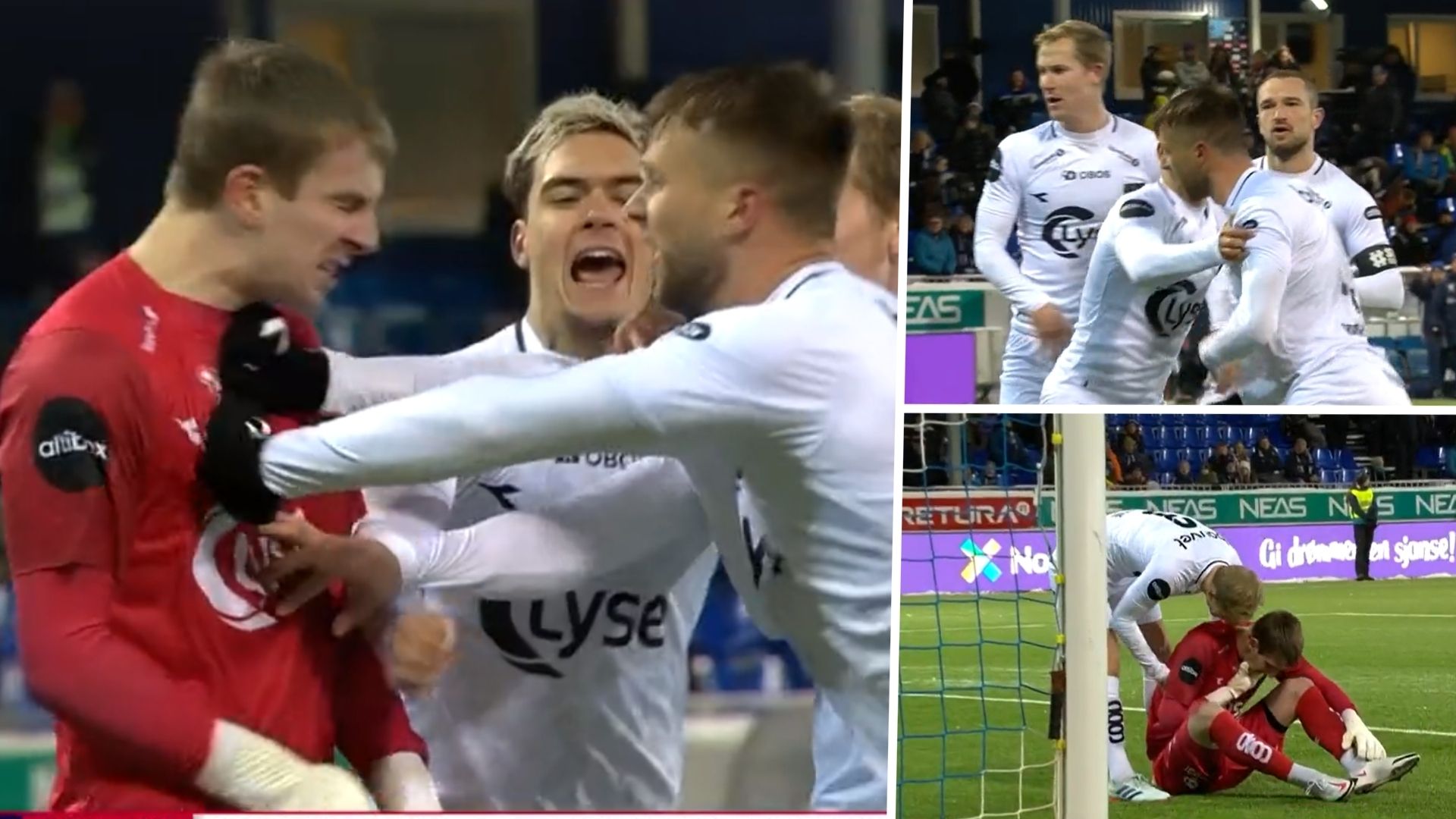 Viking defender goalkeeper fight screengrab