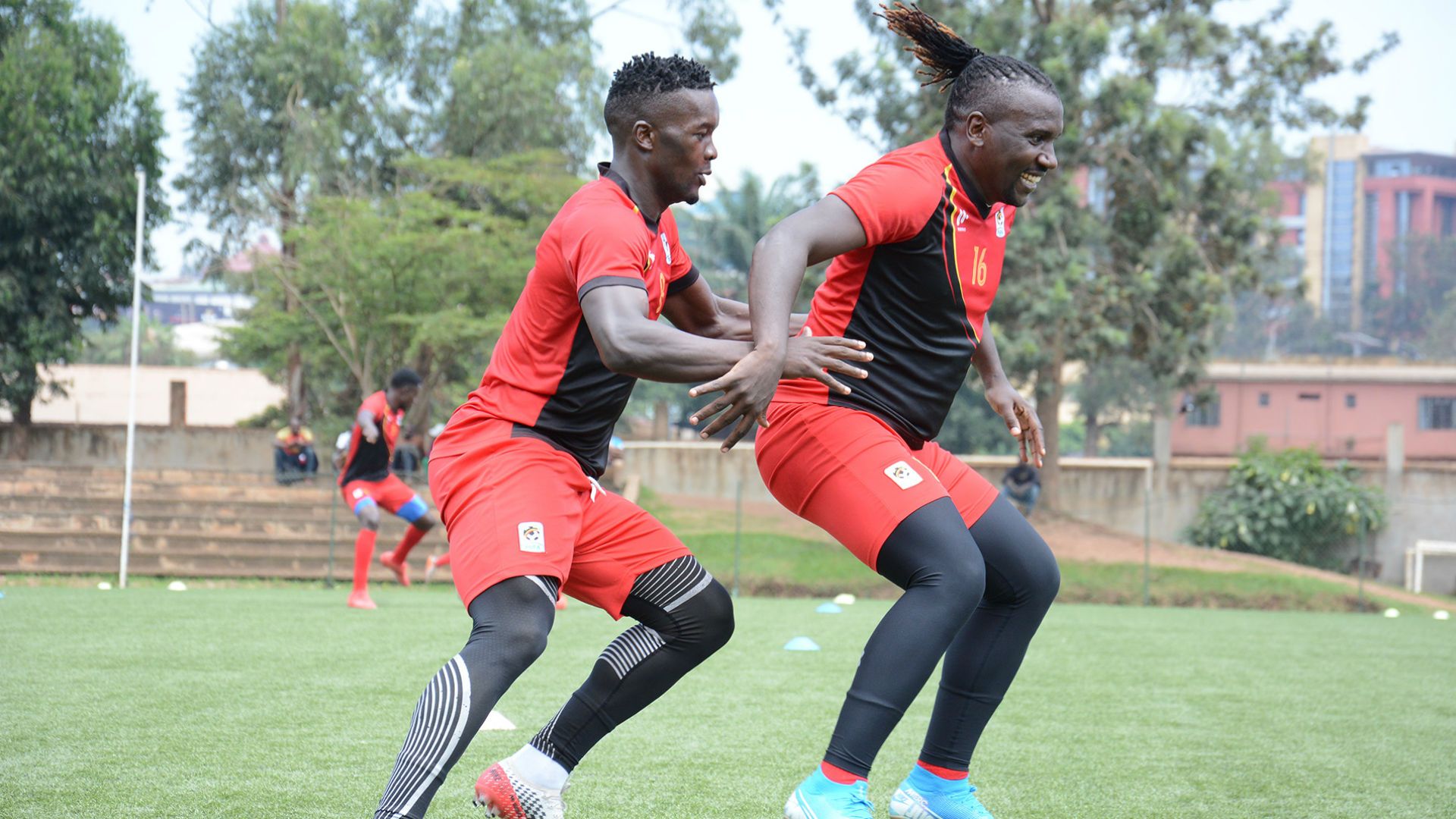 Uganda Cranes foreign based players Aucho Khalid and Hassan Wasswa.