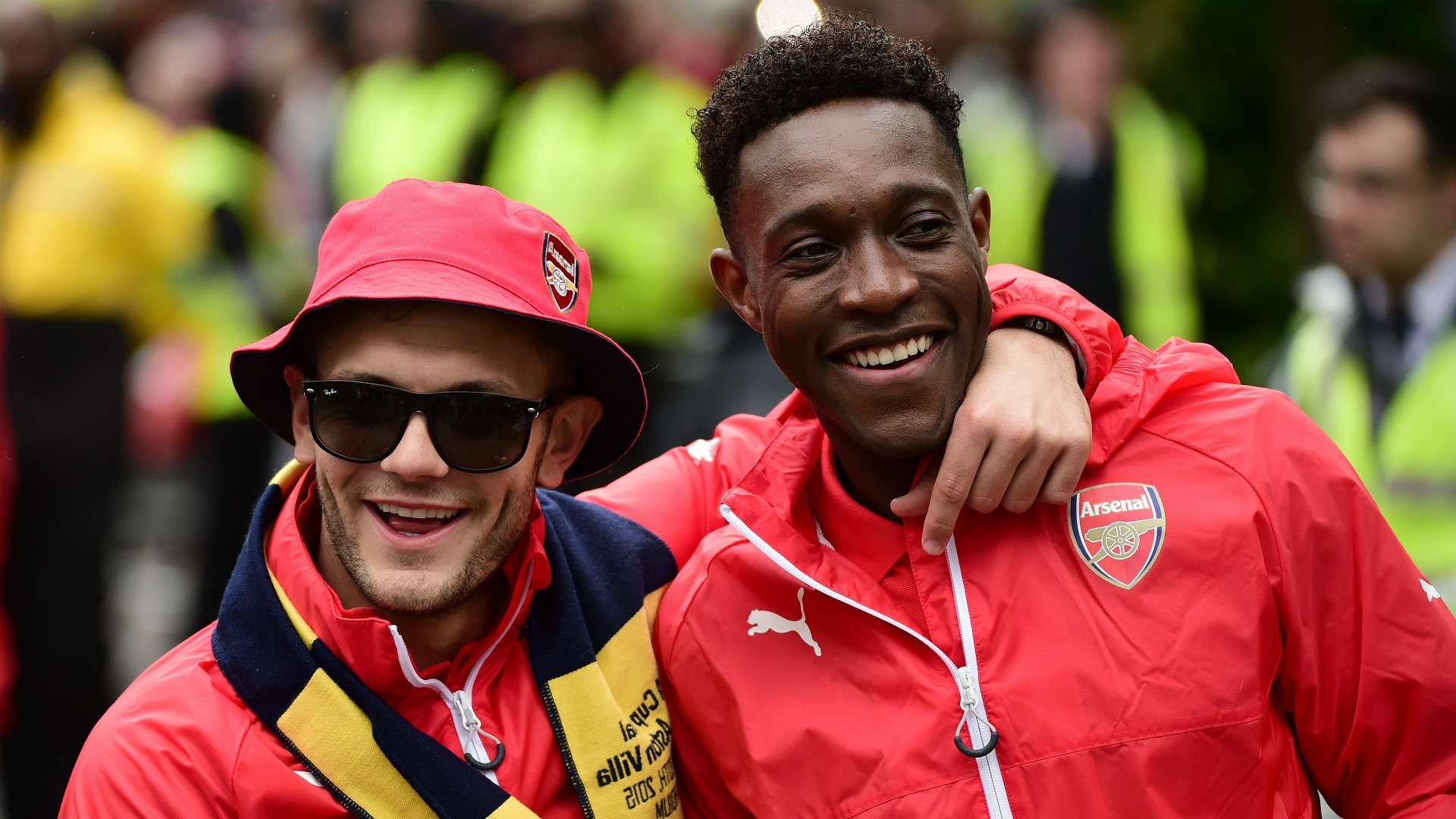 Jack Wilshere Danny Welbeck Arsenal FA Cup Trophy Parade 31052015