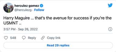 Herculez Gomez Harry Maguire tweet