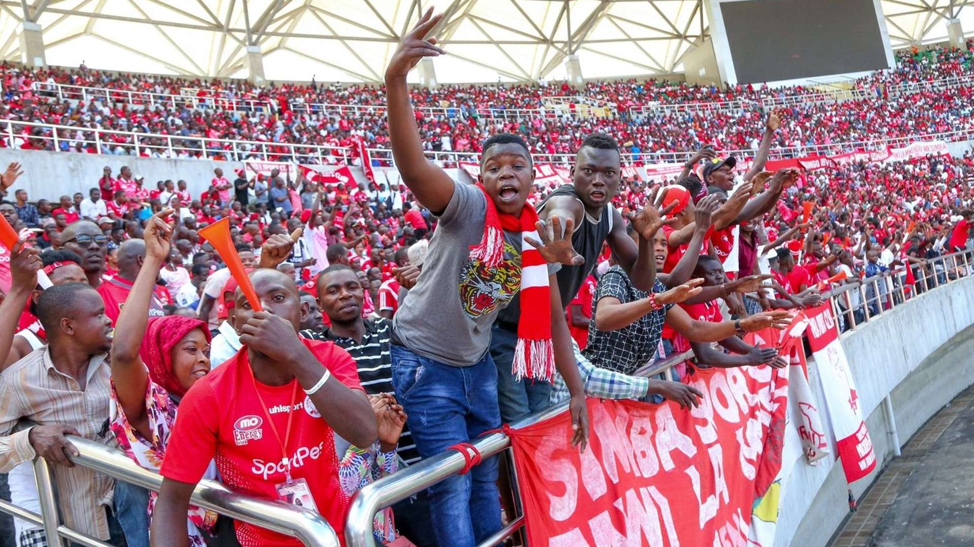 Simba SC fans at Mkapa Stadium in Tanzania.