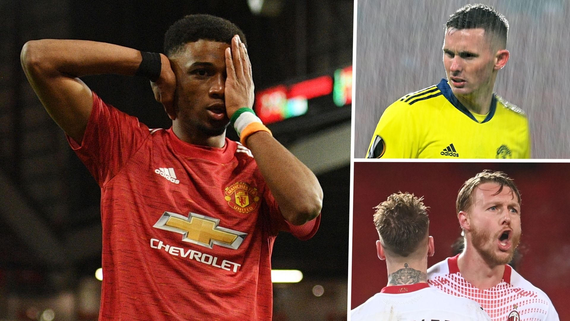 Amad Diallo, Dean Henderson, Simon Kjaer AC Milan Manchester United GFX