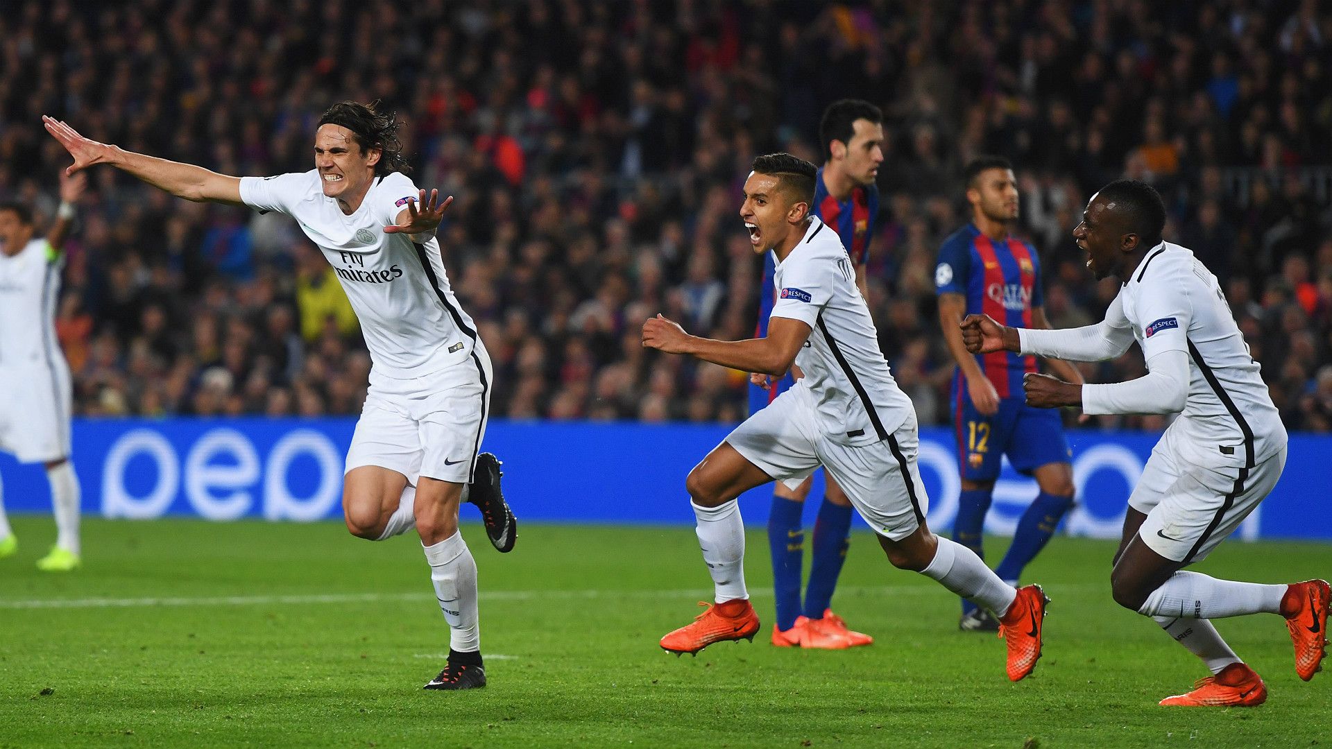 Marquinhos Matuidi Cavani Barcelona PSG UEFA Champions League 08032016