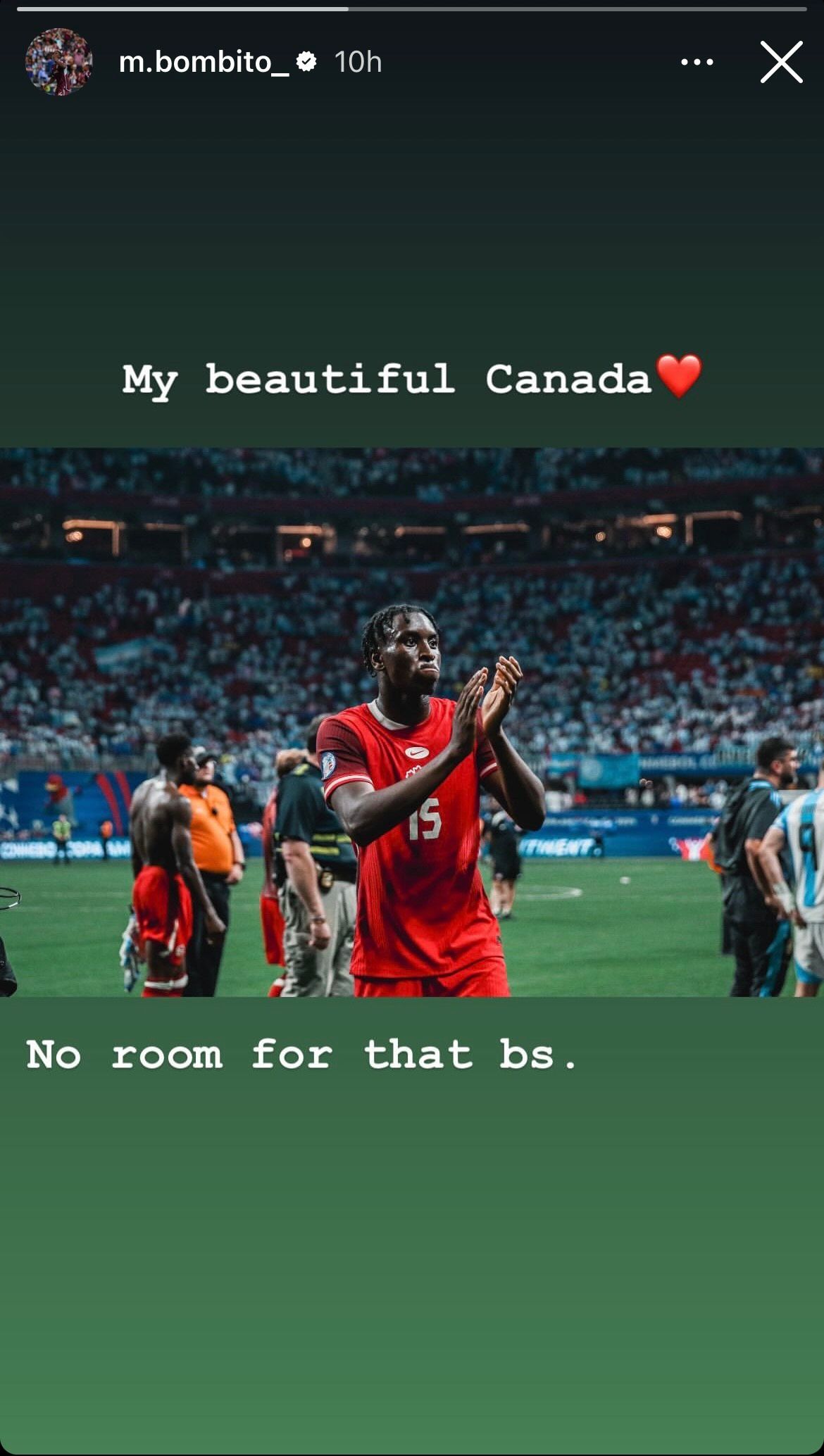 Moise Bombito Instagram story