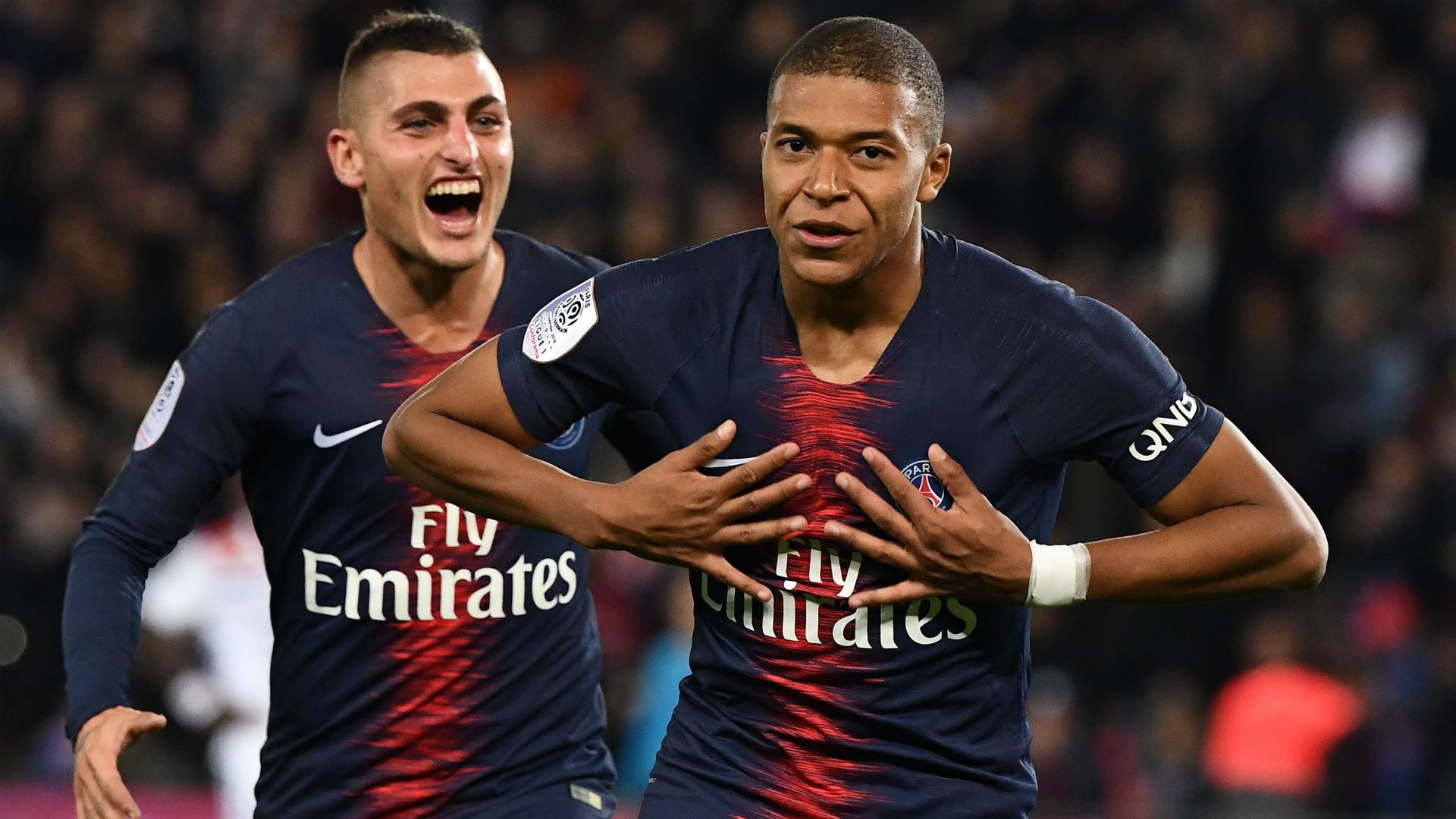 Kylian Mbappe Marco Verratti PSG Lyon Ligue 1 07102018