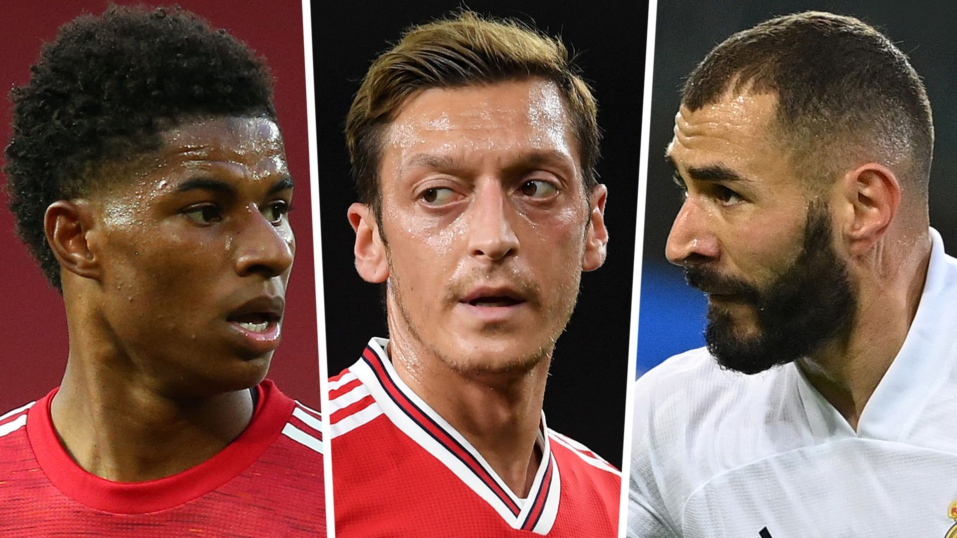 Marcus Rashford Mesut Ozil Karim Benzema