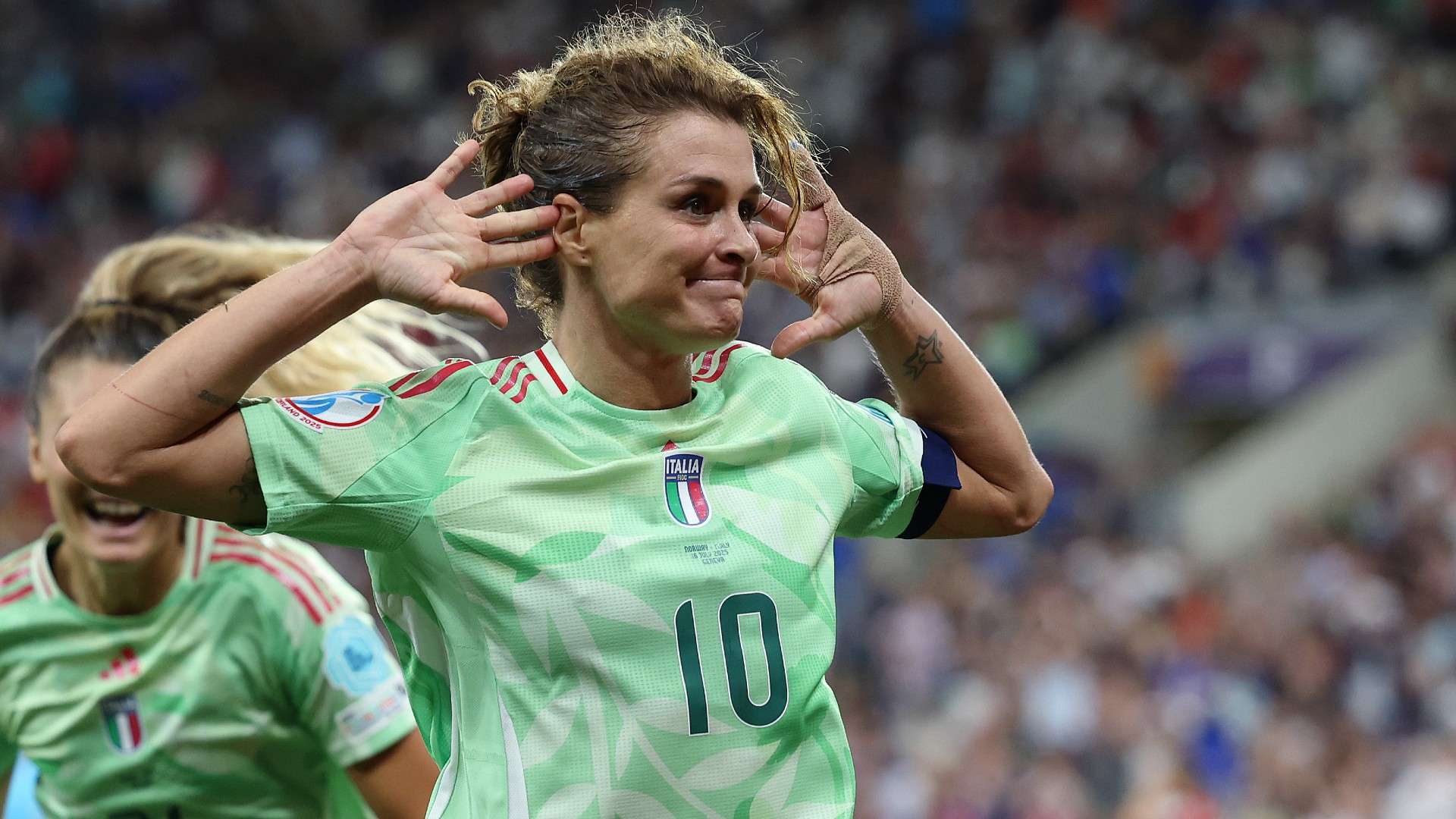 Cristiana Girelli of Italy celebrates scoring
