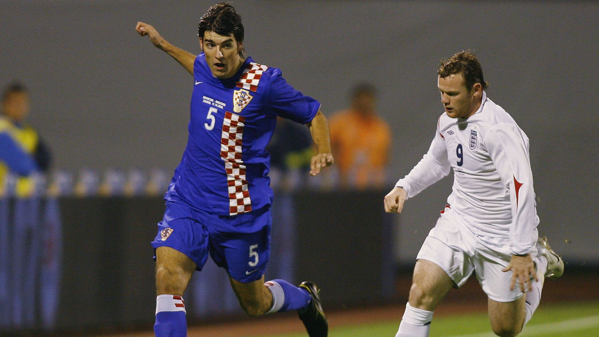vedran corluka wayne rooney - croatia england - euro 2008 qualifier - 11102006