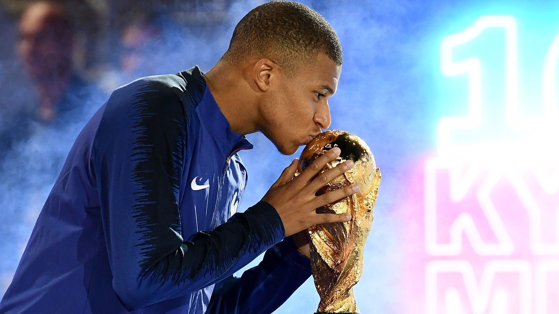 Kylian Mbappe World Cup trophy
