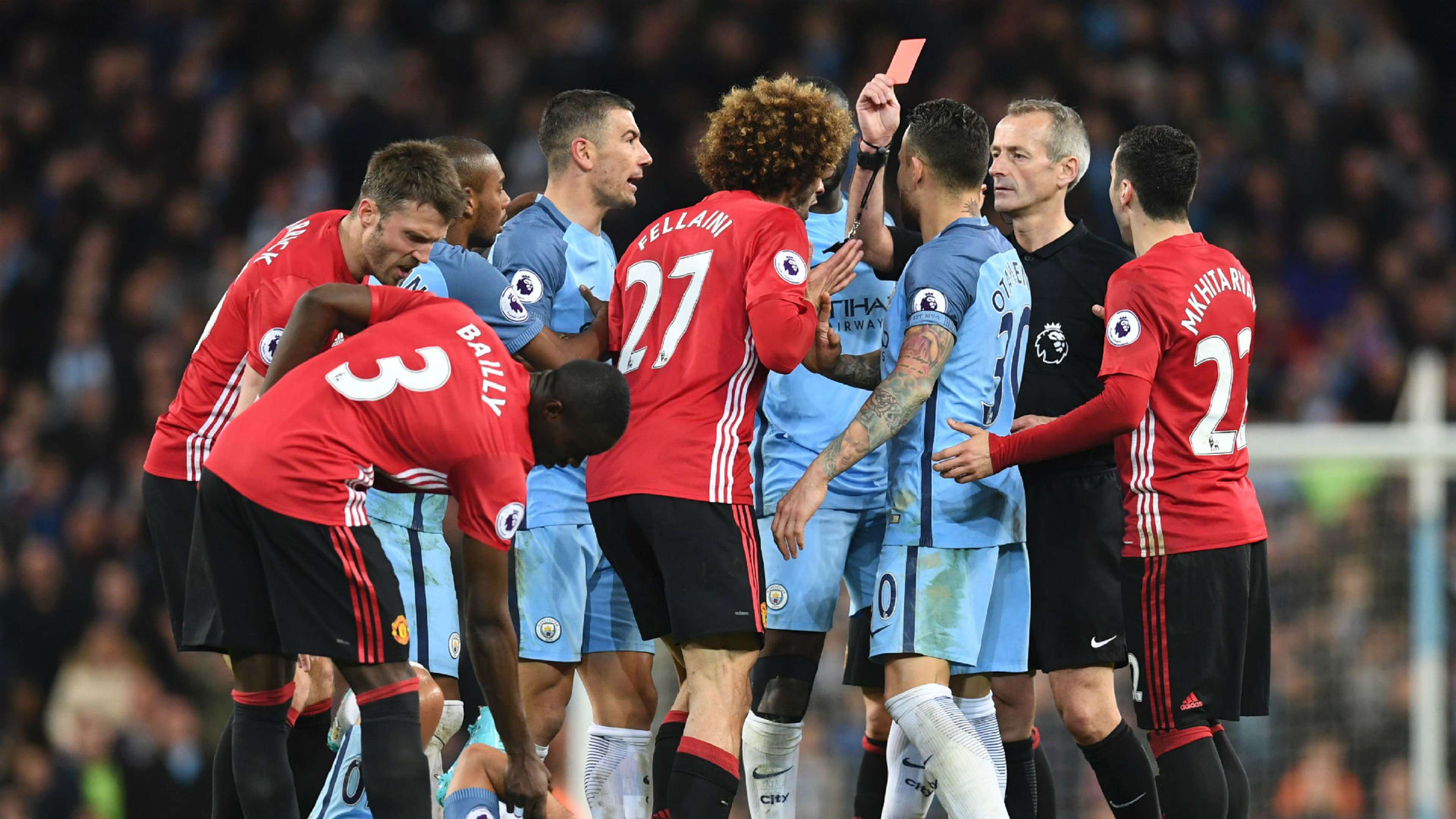 Marouane Fellaini headbutt red card Manchester United Manchester City