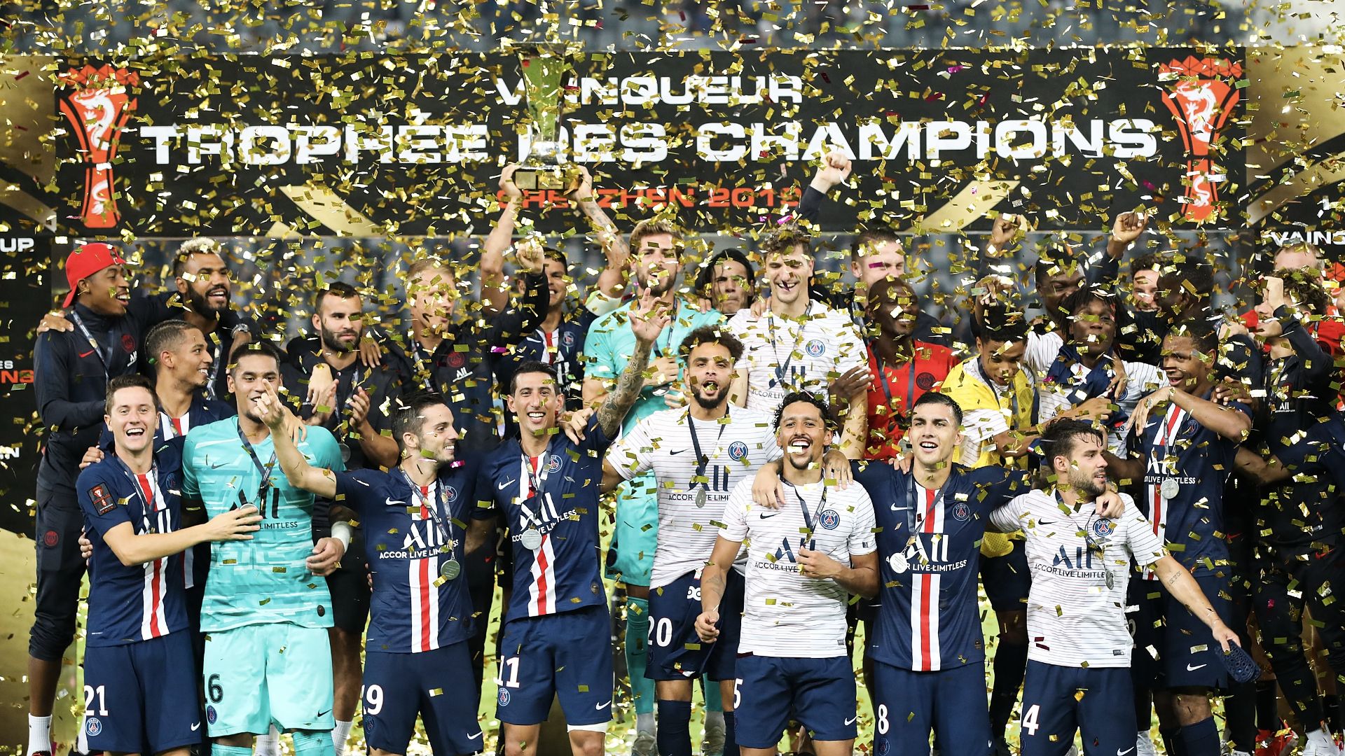 Le PSG remporte le Trophée des champions face au Stade Rennais à Shenzhen (CHN), le 3 août 2019