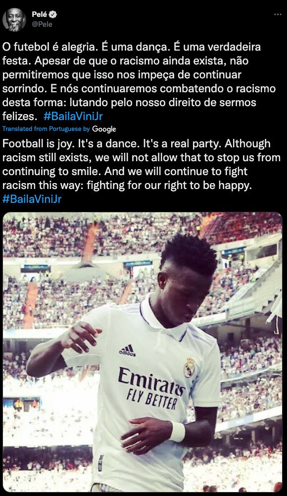 Pele Vinicius Jr tweet