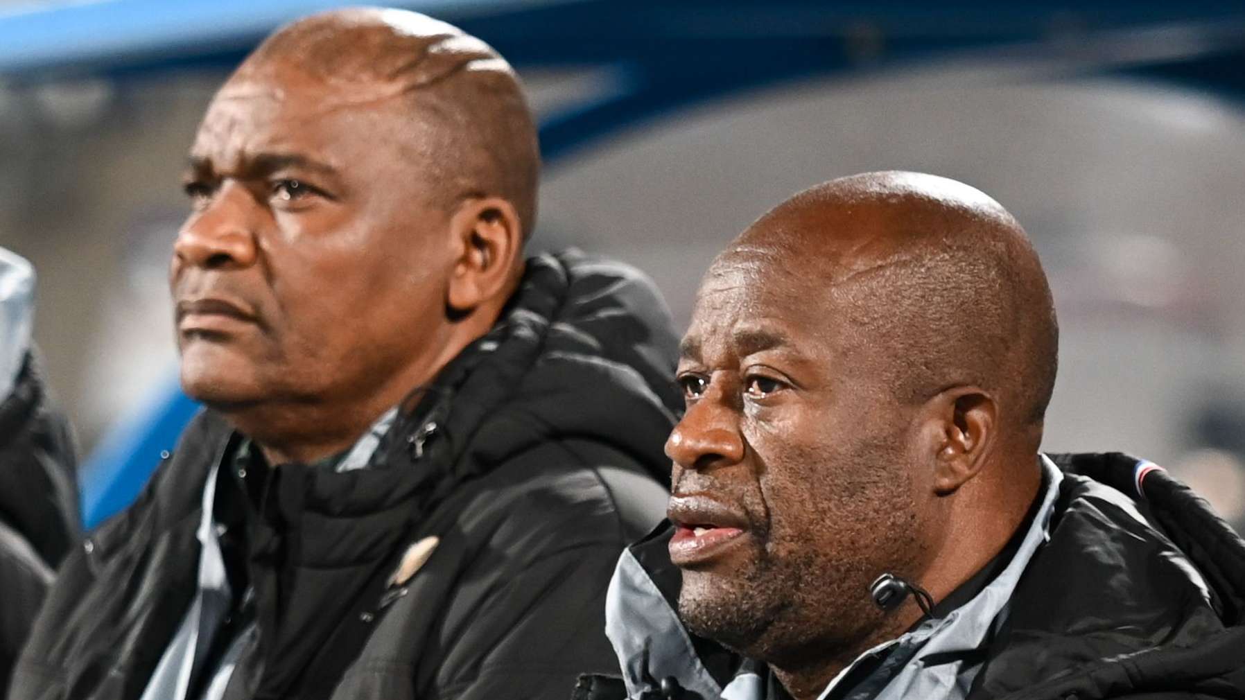 Bafana Bafana head coach Molefi Ntseki and members of the technical bench.
