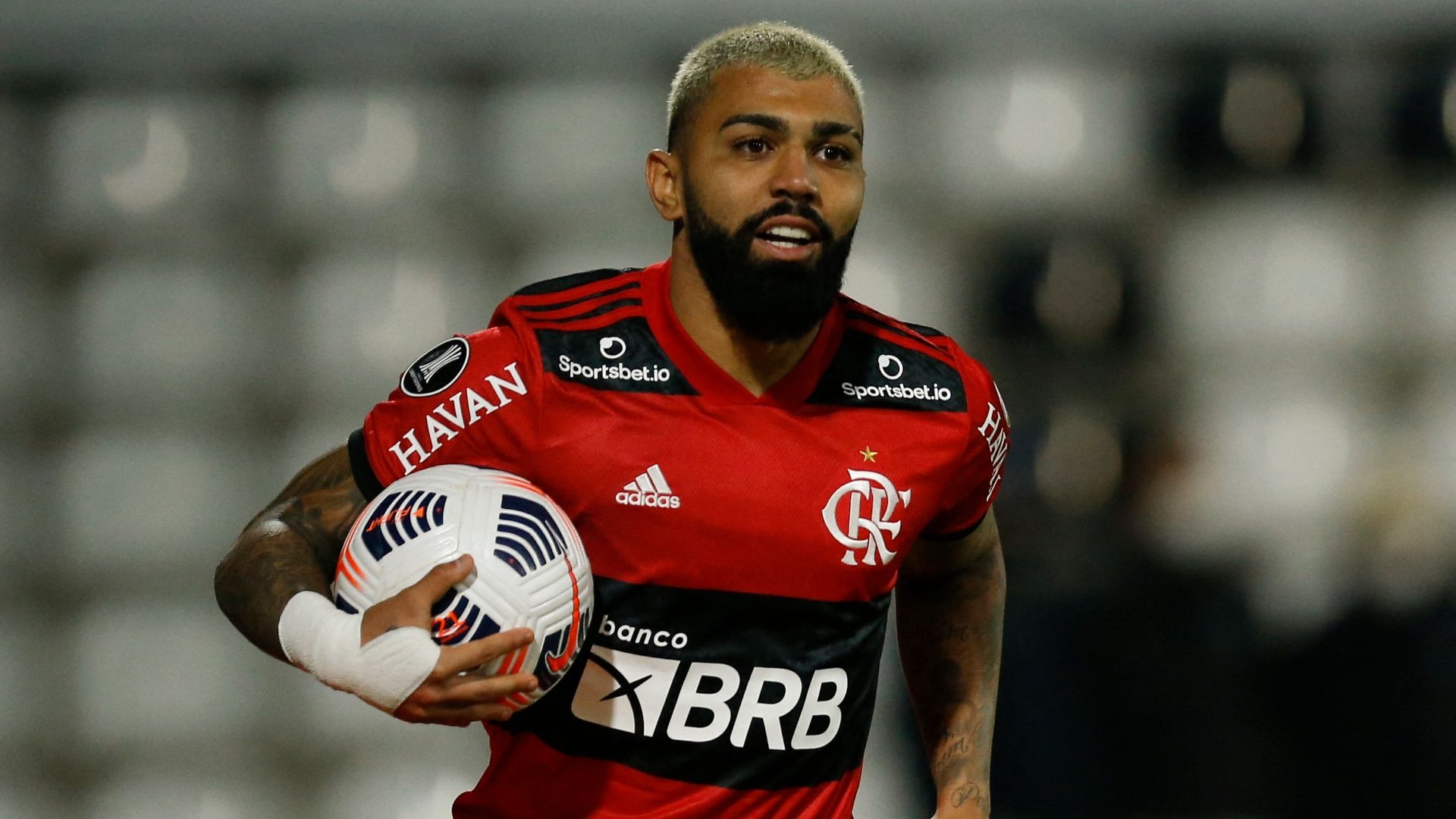 Gabigol comemora, Olimpia x Flamengo, quartas Copa Libertadores, 11082021