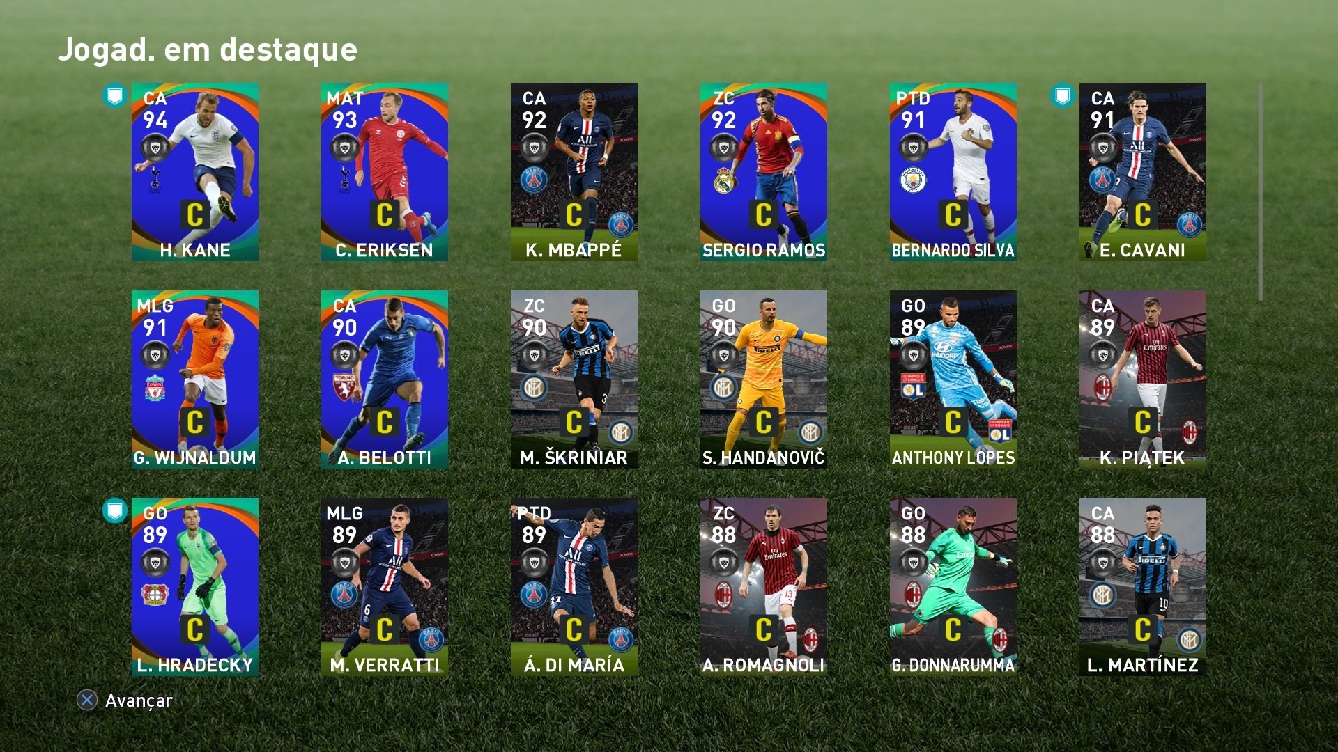 carats especiais PES 2020