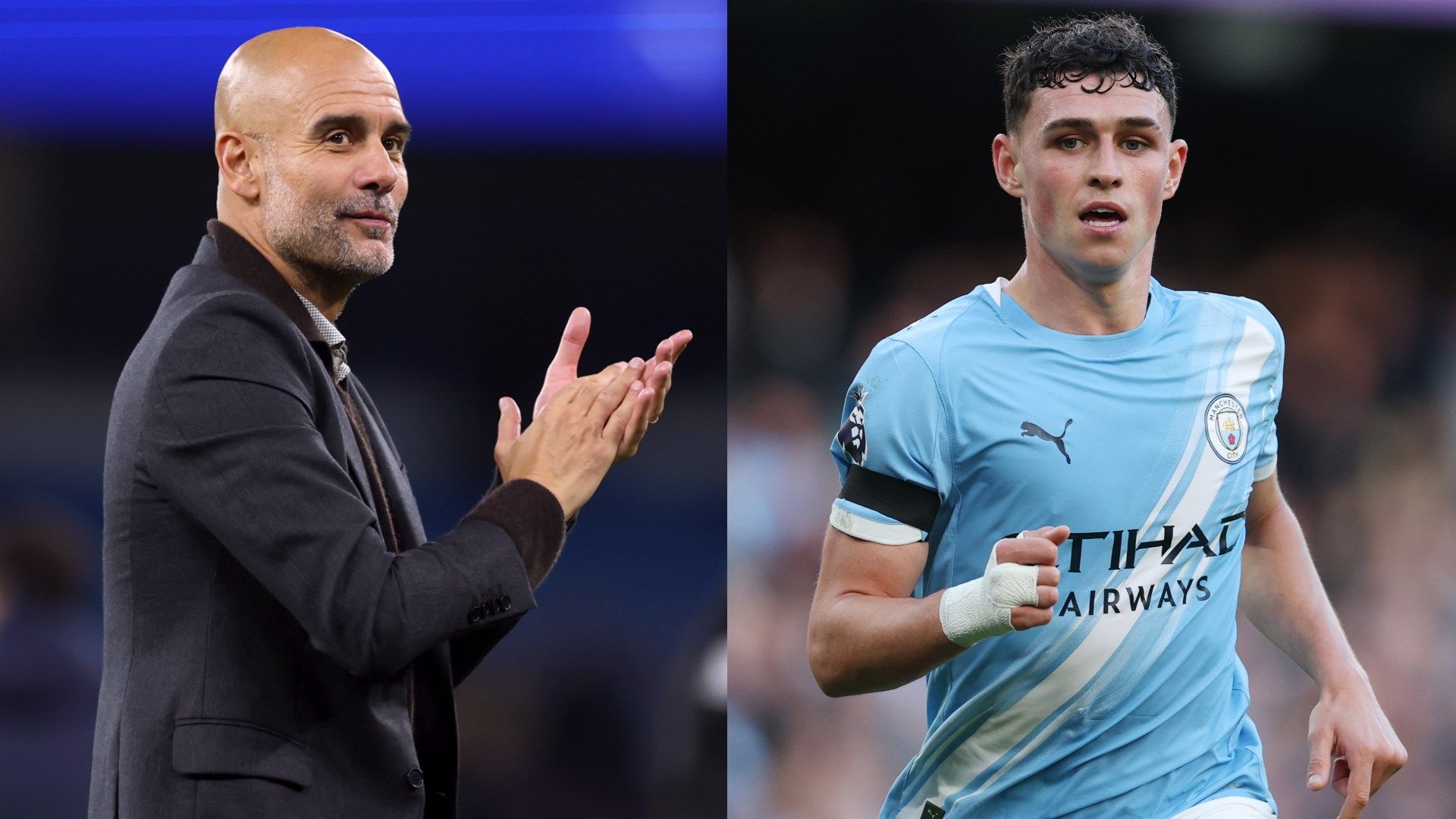 Pep Guardiola Phil Foden Man City