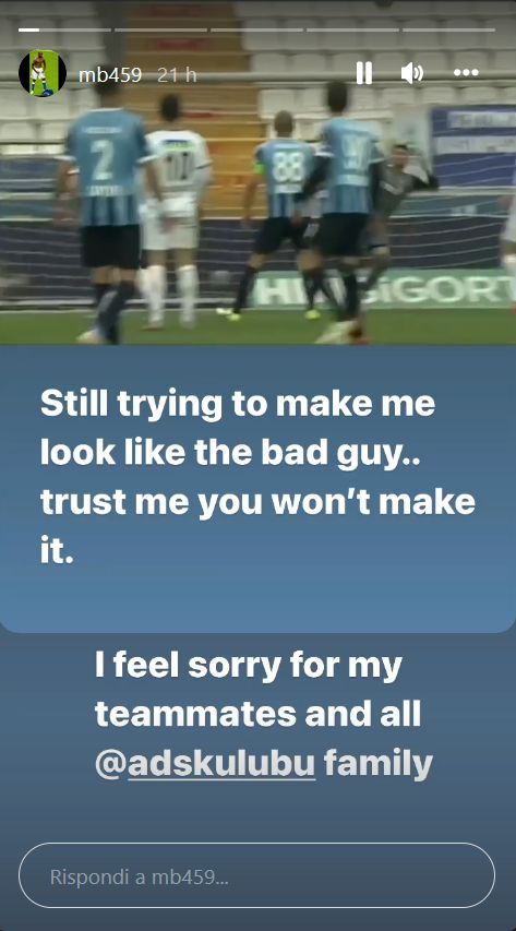 Balotelli Kasimpasa Adana Demirspor Instagram story
