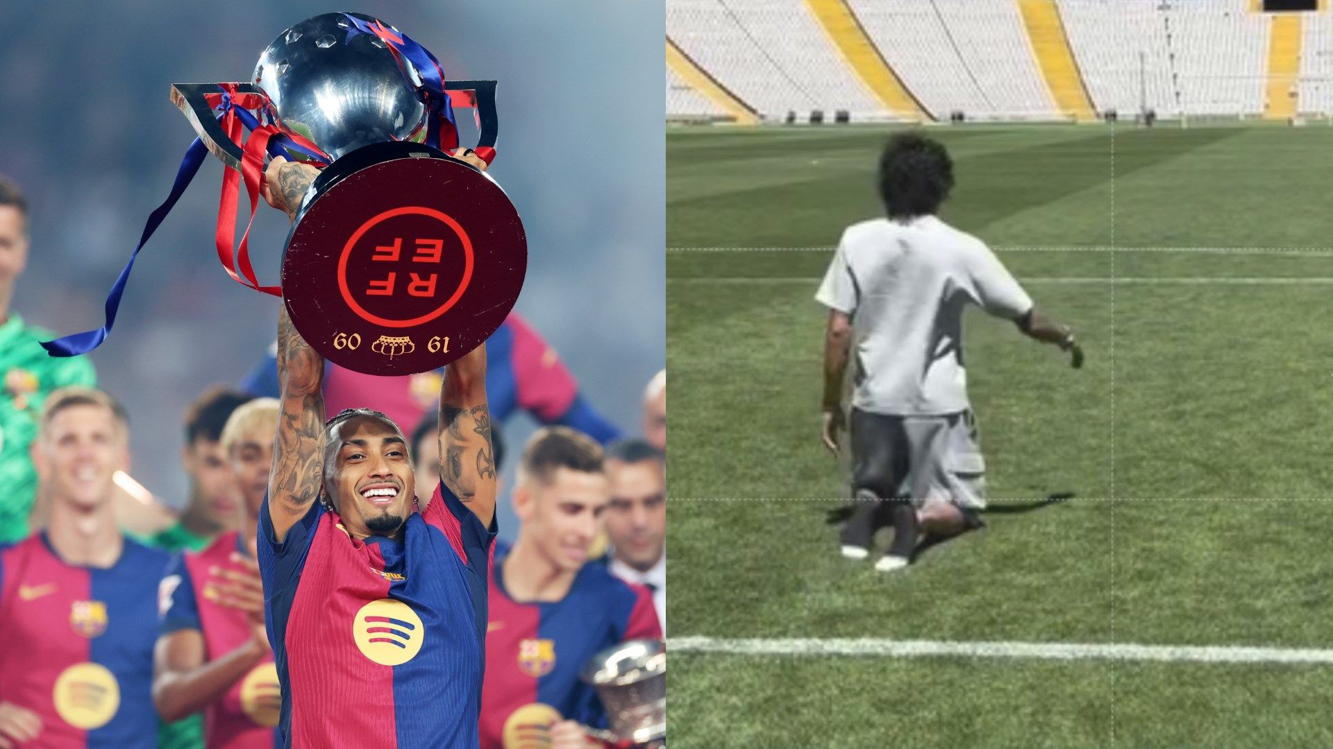 Why does Raphinha walk on his knees across the pitch? Reason for Brazil star's Barcelona & Leeds United gestures explained | Goal.com UK