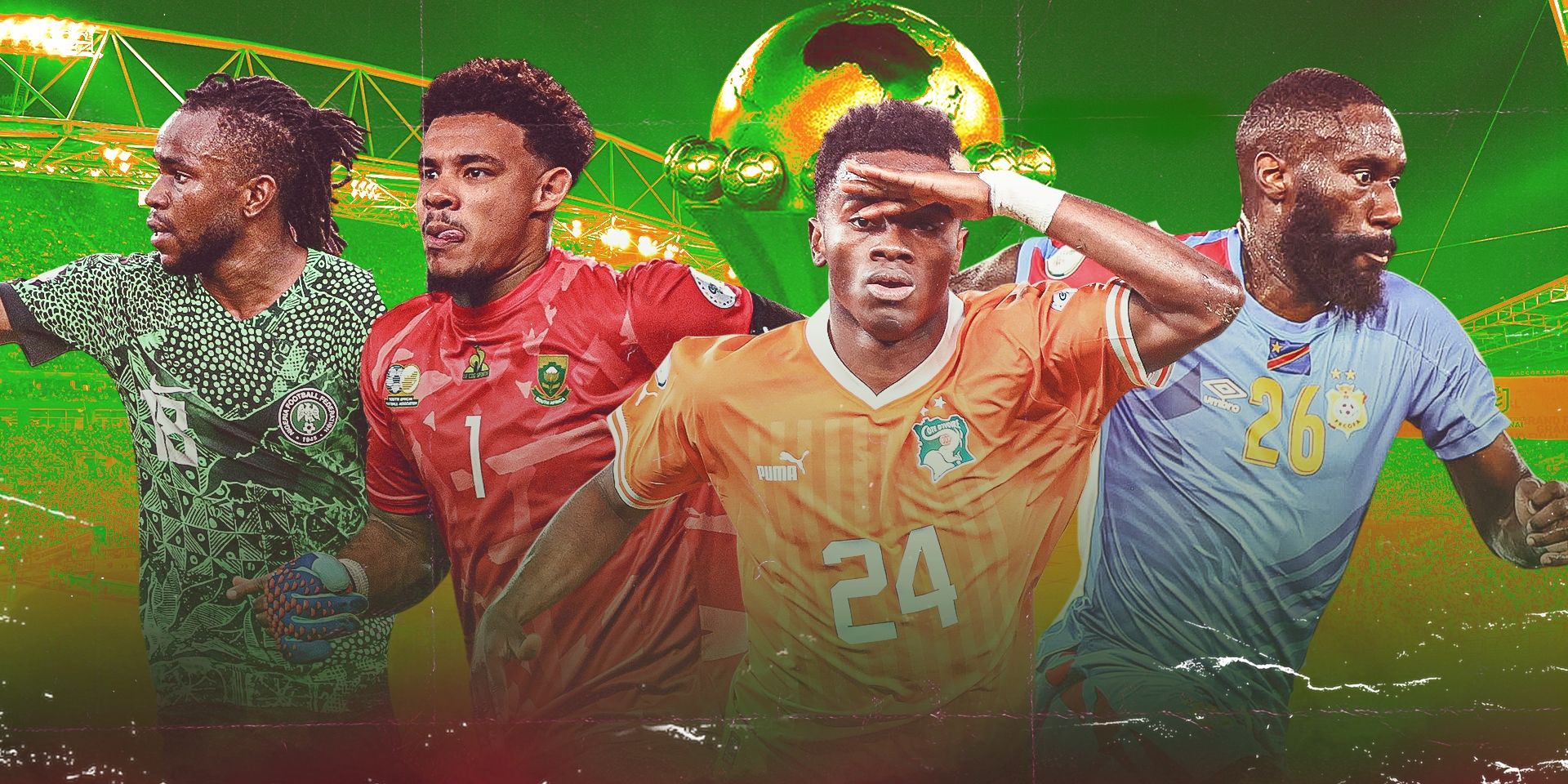 Nigeria - Ademola Lookman  DR Congo - Arthur Masuaka  Ivory Coast - Simon Adingra  South Africa - Ronwen Williams 