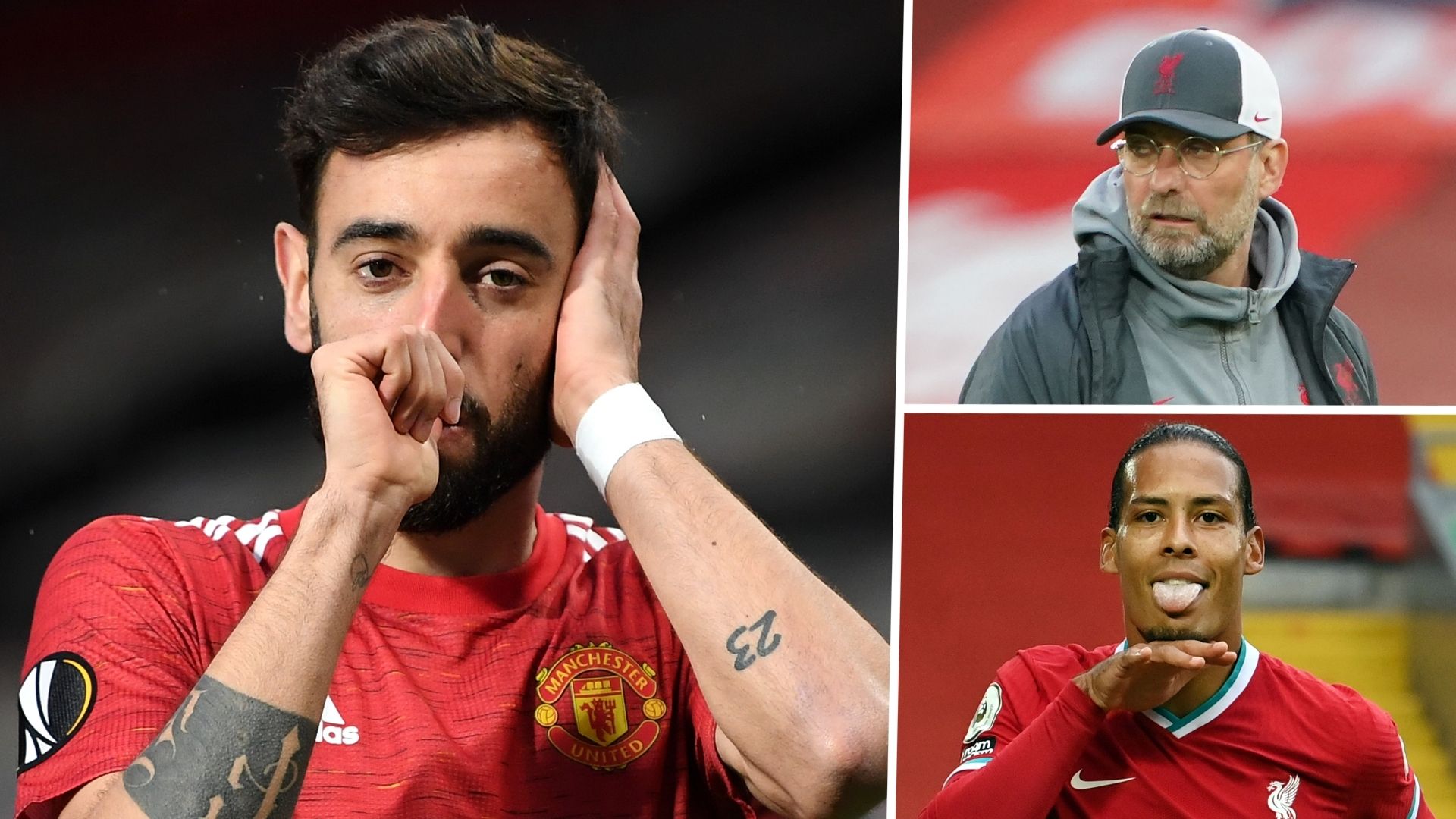 Bruno Fernandes Jurgen Klopp Virgil van Dijk Liverpool Manchester United GFX