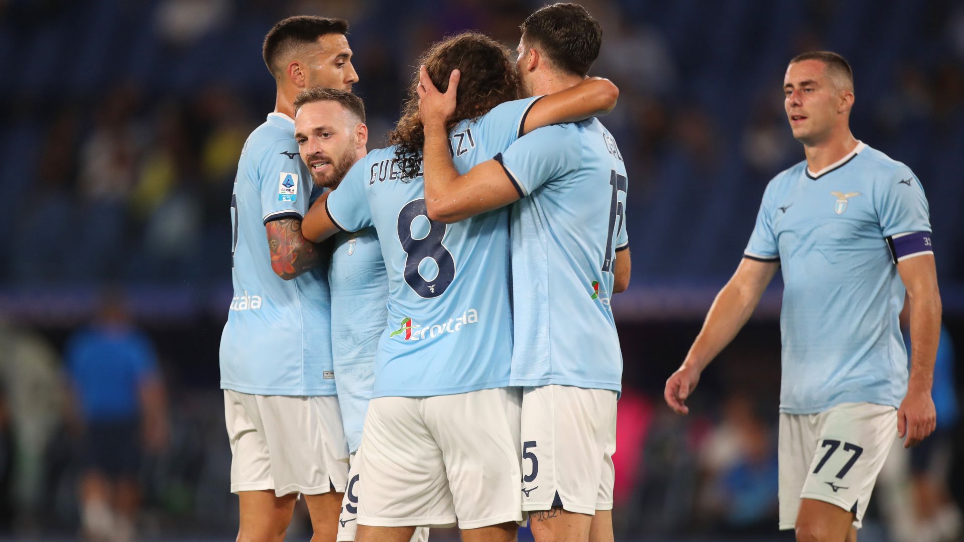 Lazio celebrates goal against Venezia